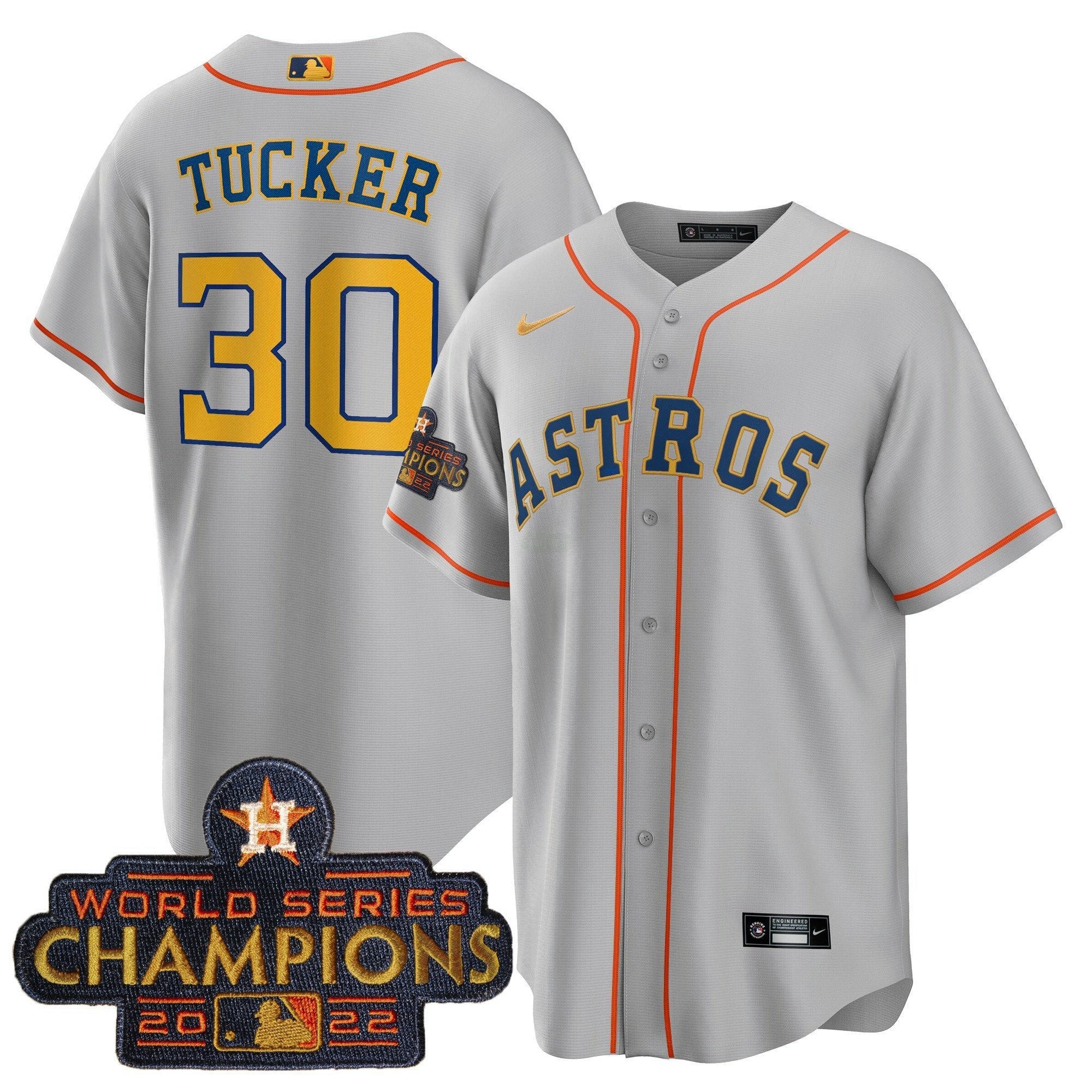 Camisa MLB Men’s 2023 Champions Cinza Dourada Jersey