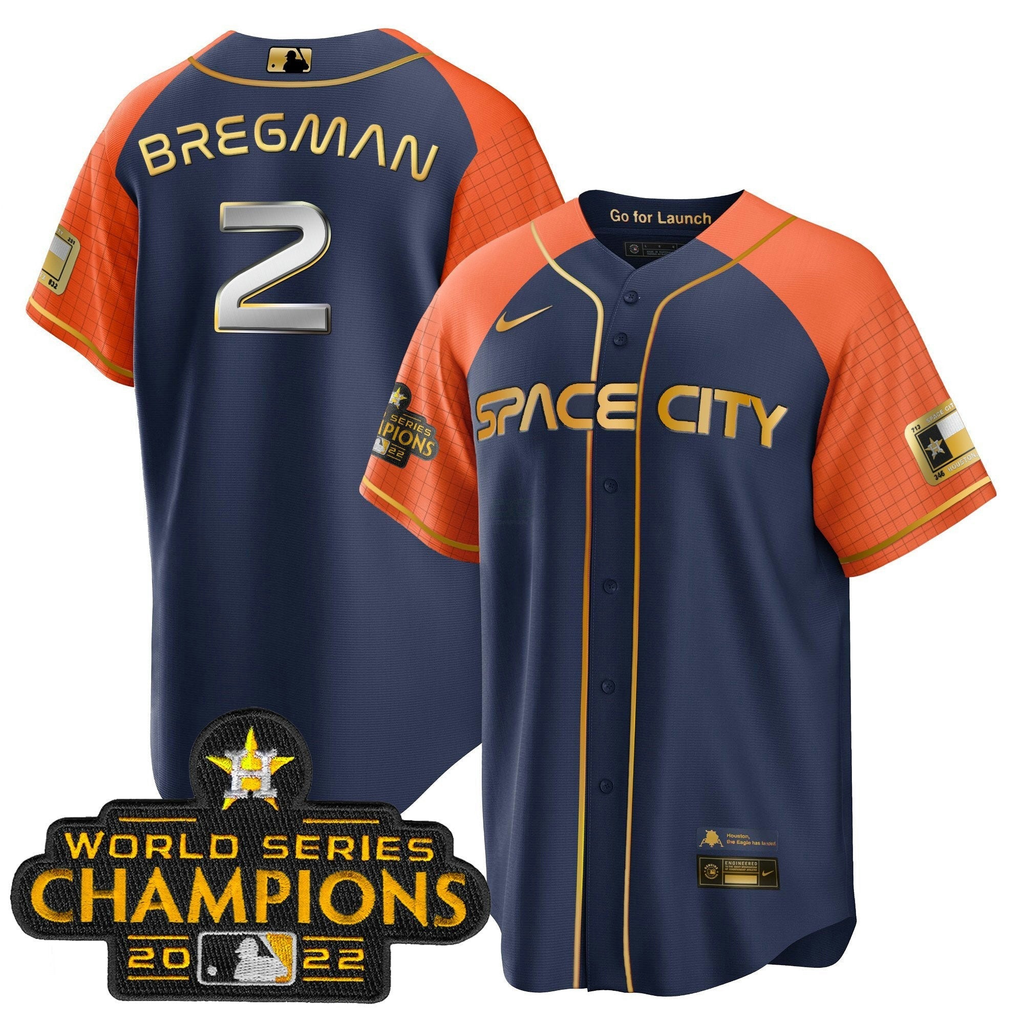 Camisa MLB Men’s 2023 Space City Champions Alternativa Azul Marinho Cool Jersey