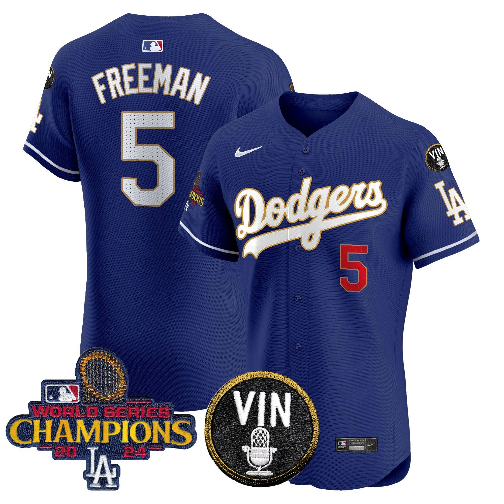 Camisa MLB Men’s 2024 World Series Champions Dourada Trim Vapor Premier Elite Jersey