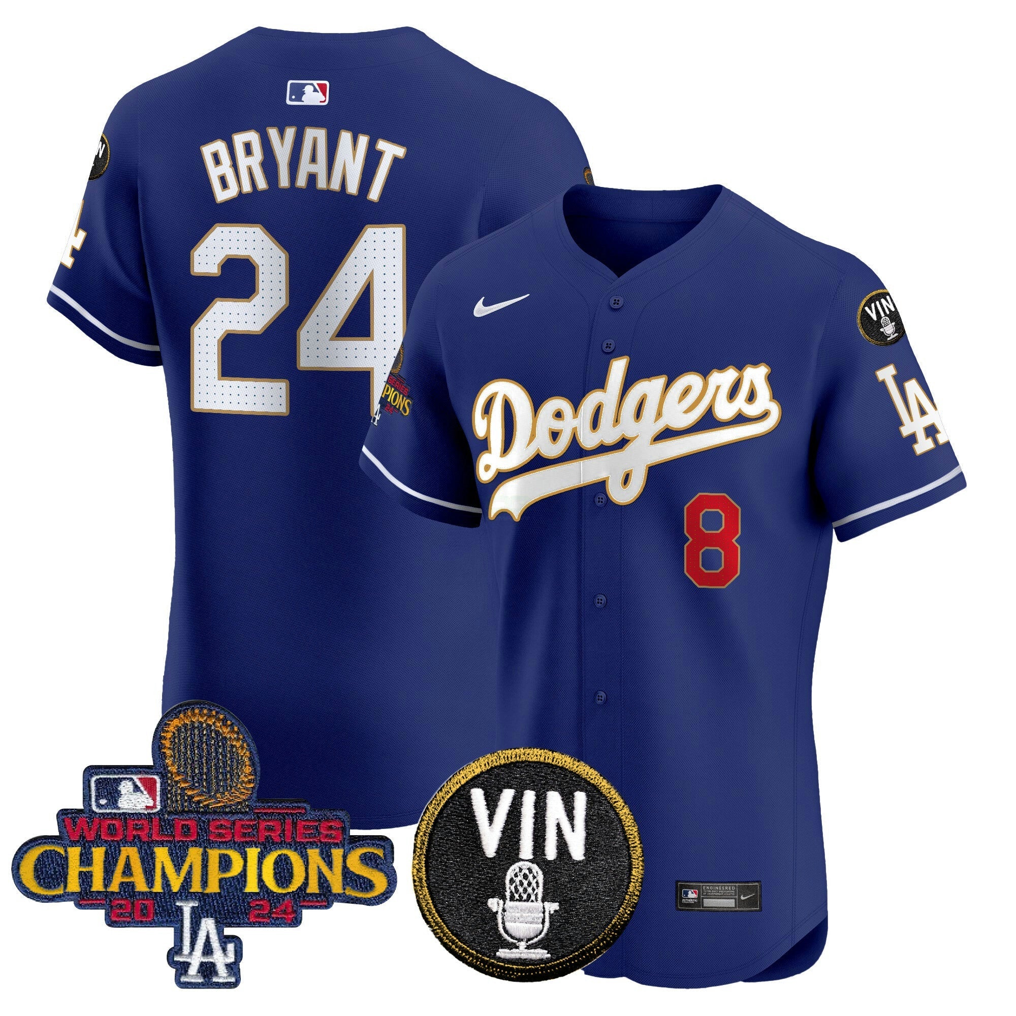 Camisa MLB Men’s 2024 World Series Champions Dourada Trim Vapor Premier Elite Jersey
