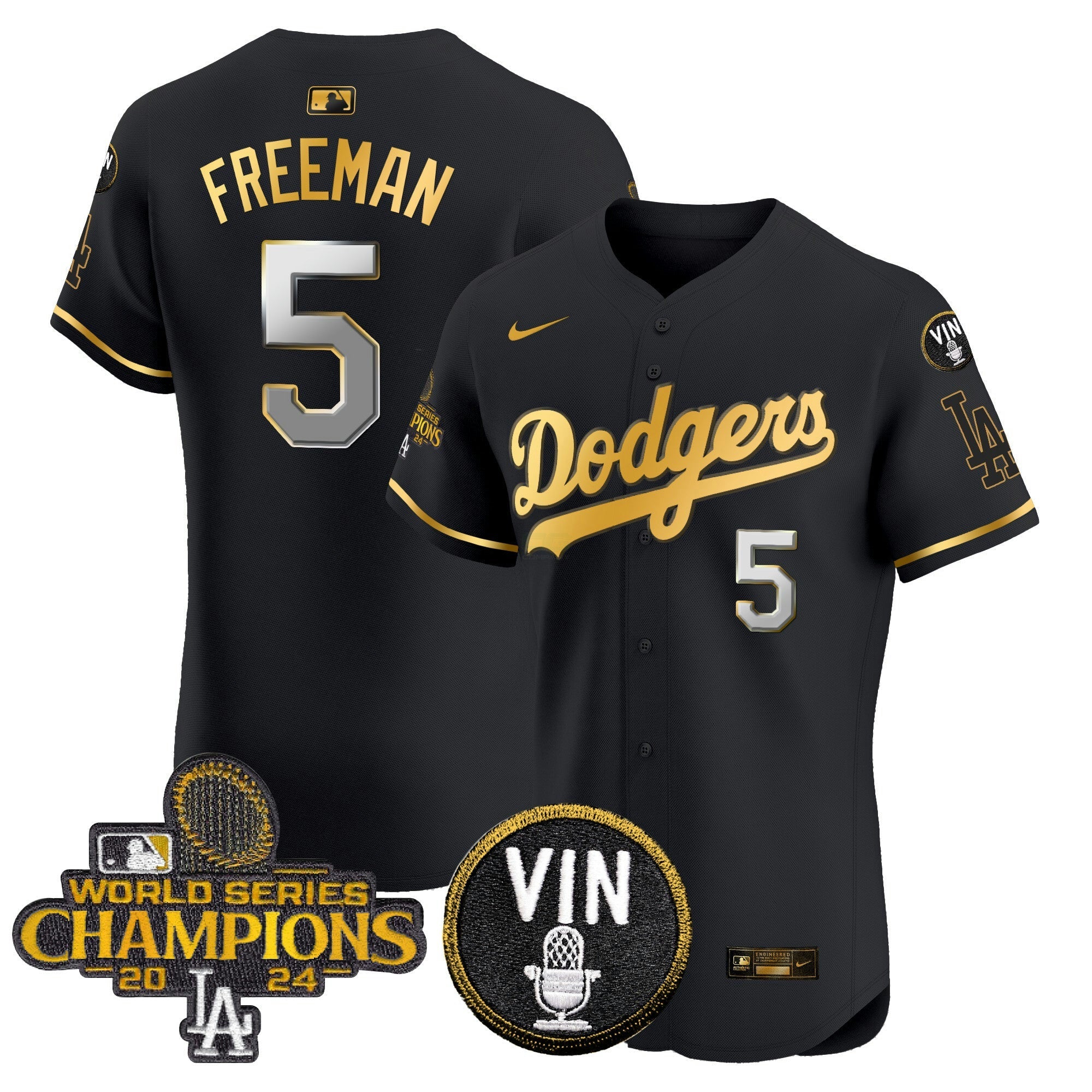 Camisa MLB Men’s 2024 World Series Champions Dourada Trim Vapor Premier Elite Jersey