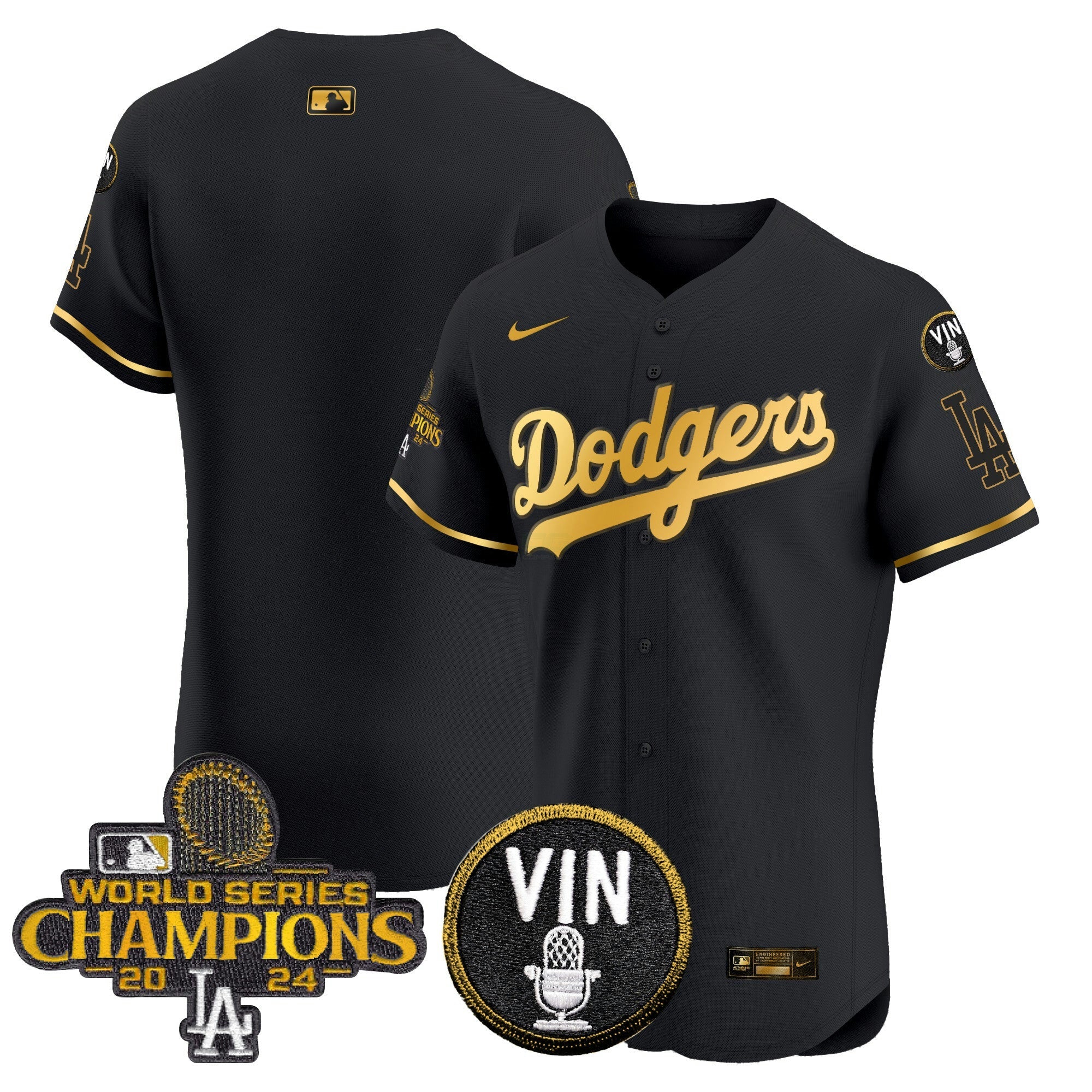 Camisa MLB Men’s 2024 World Series Champions Dourada Trim Vapor Premier Elite Jersey