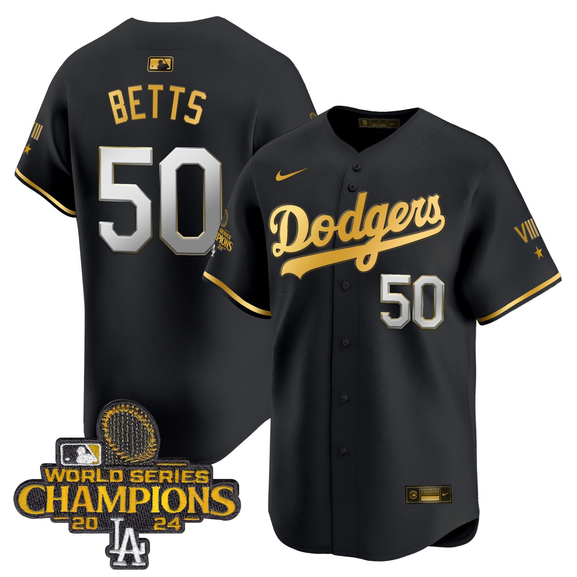 Camisa MLB Men’s 2024 World Series Champions Dourada Trim Vapor Premier Limited Jersey