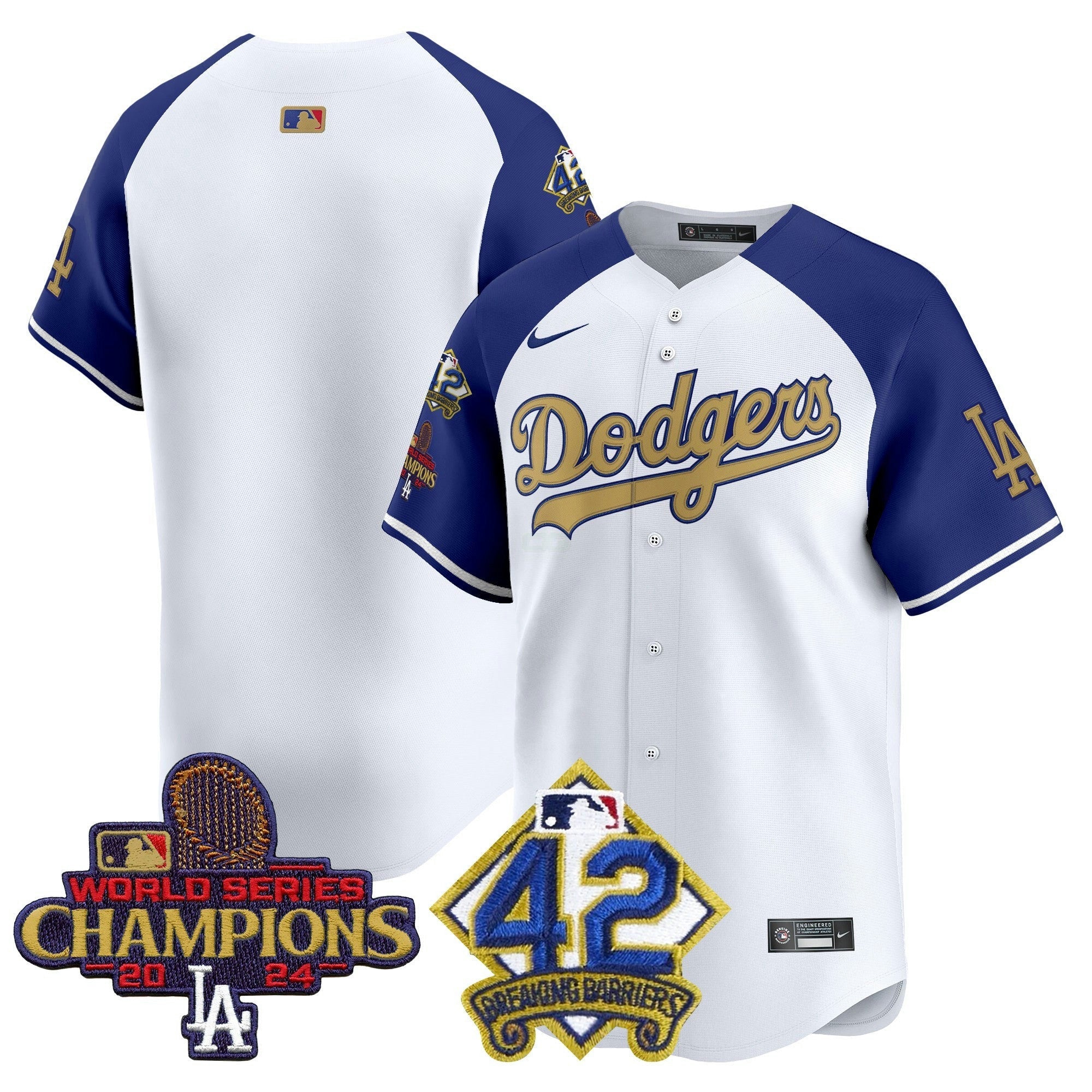 Camisa MLB Men’s 2024 World Series Champions & Jackie Robinson Patch Vapor Premier Limited Jersey