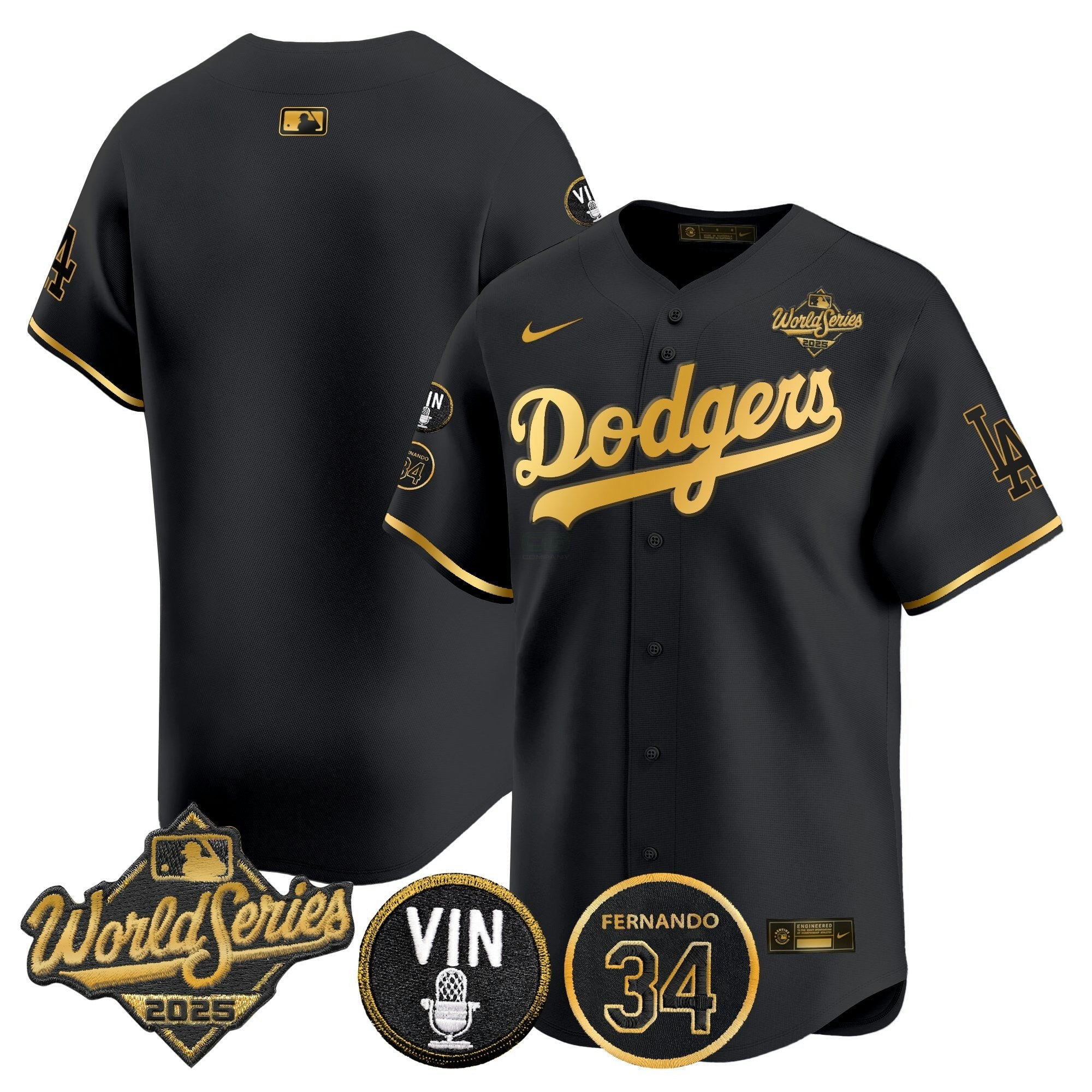 Camisa MLB Men’s 2025 World Series Vapor Premier Limited Jersey – Vin Scully & Fernando Patch