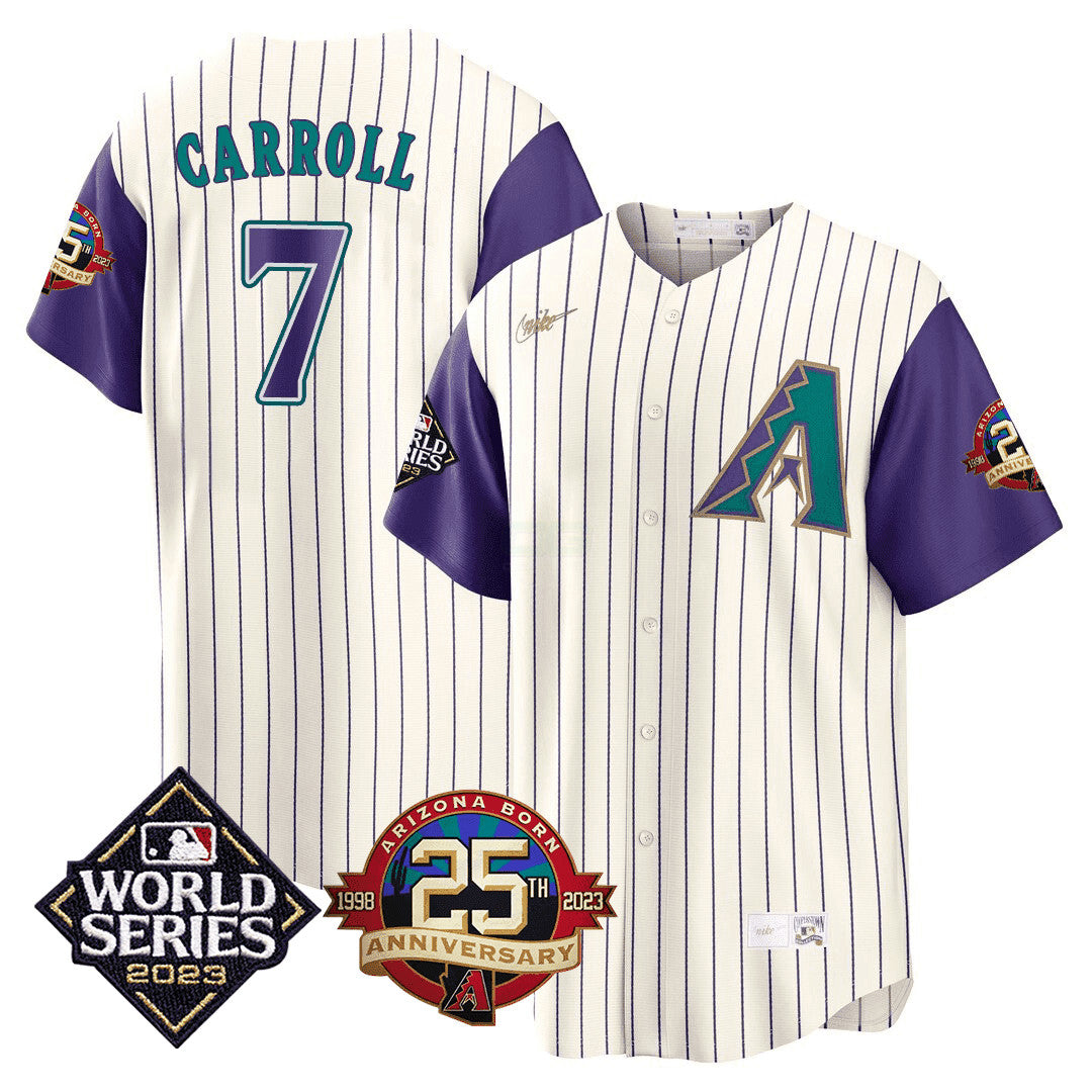 Camisa MLB Men’s Arizona 2023 World Series Patch Throwback Jersey - 2023 World Series Patch