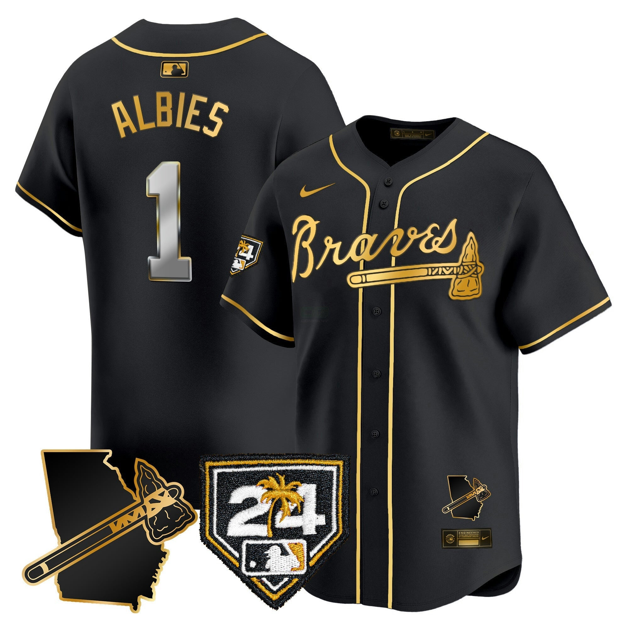 Camisa MLB Men’s Atlanta 2024 Spring Training & Georgia Patch Vapor Premier Limited Jersey
