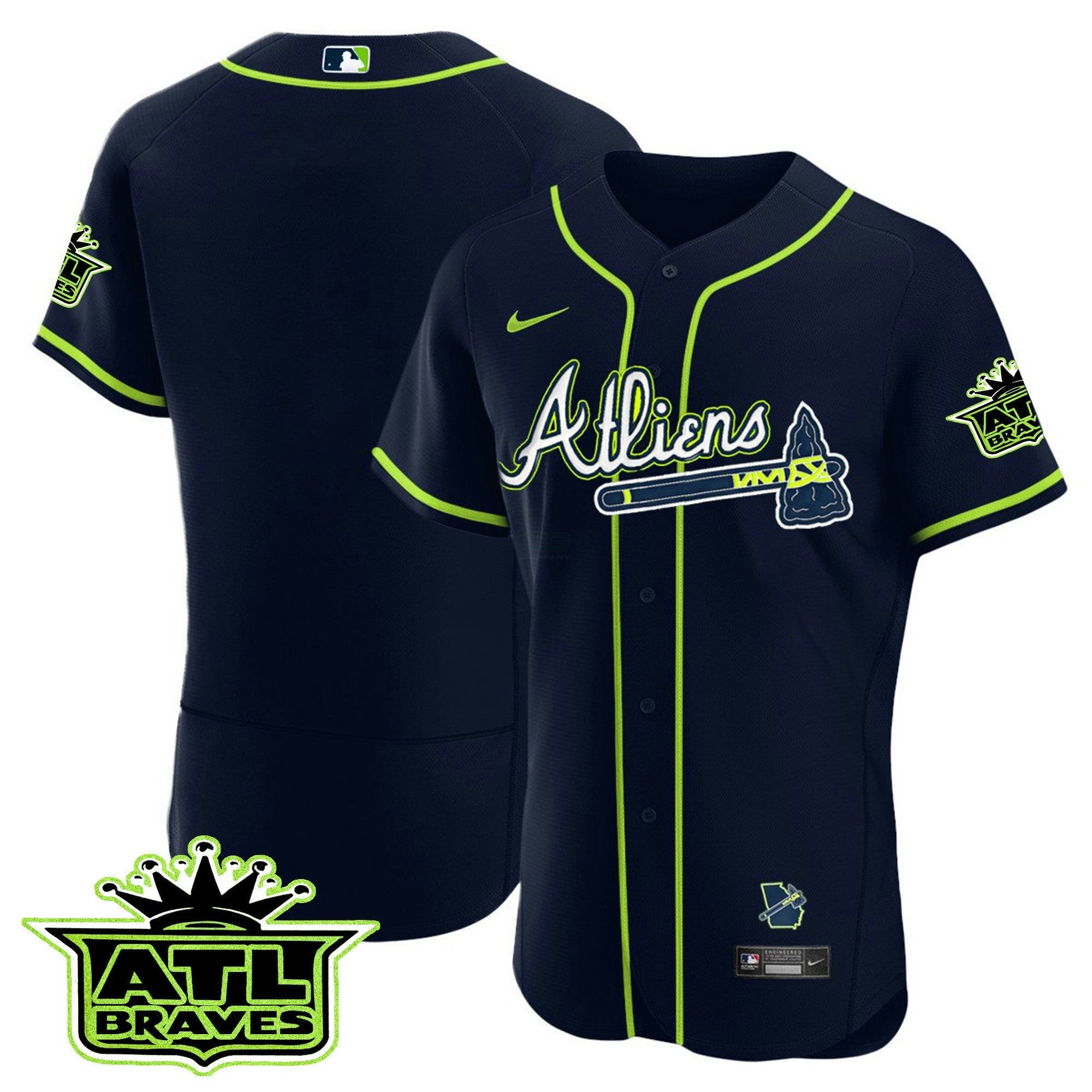 Camisa MLB Men’s Atlanta Atliens ATL Patch Flex Base Jersey