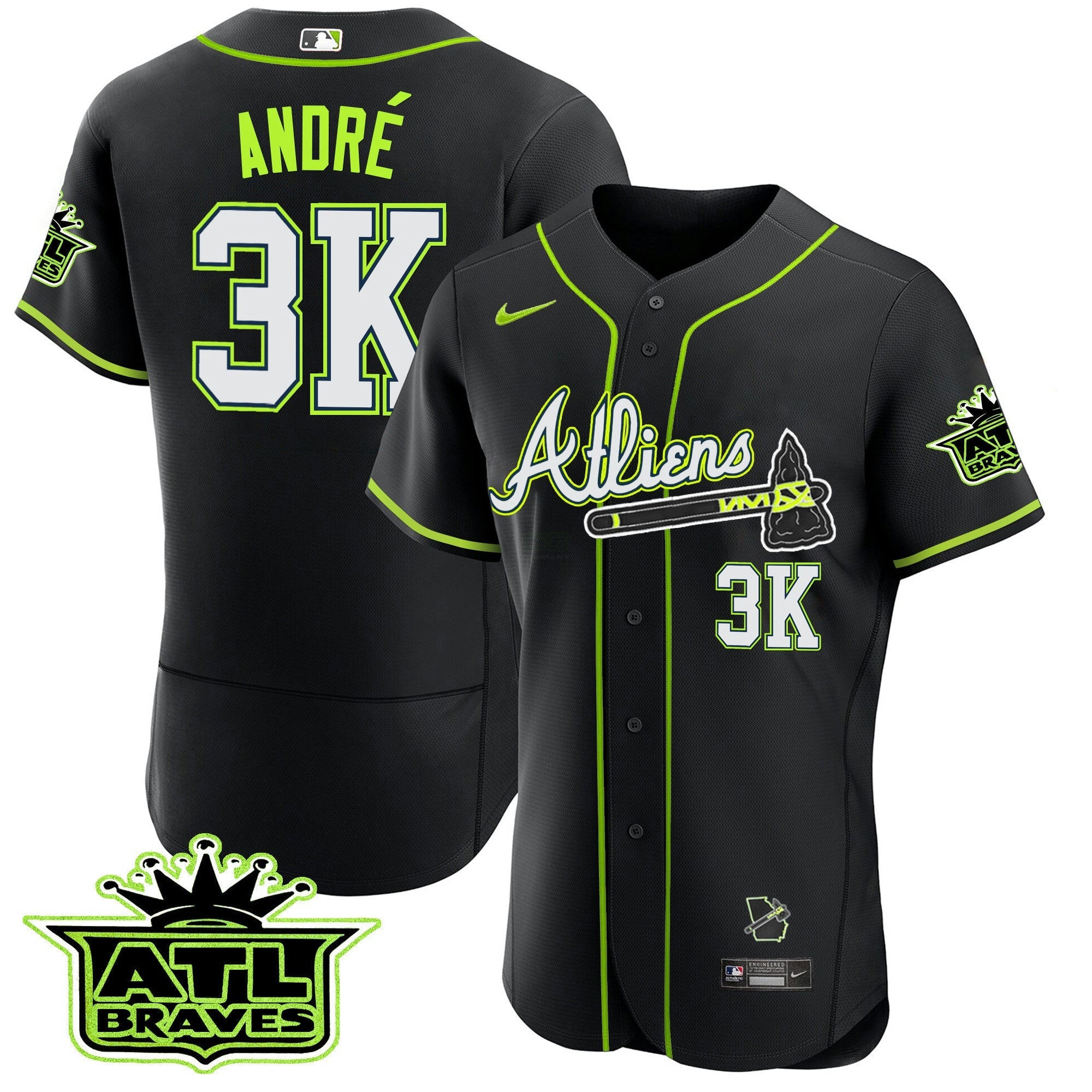 Camisa MLB Men’s Atlanta Atliens ATL Patch Flex Base Jersey