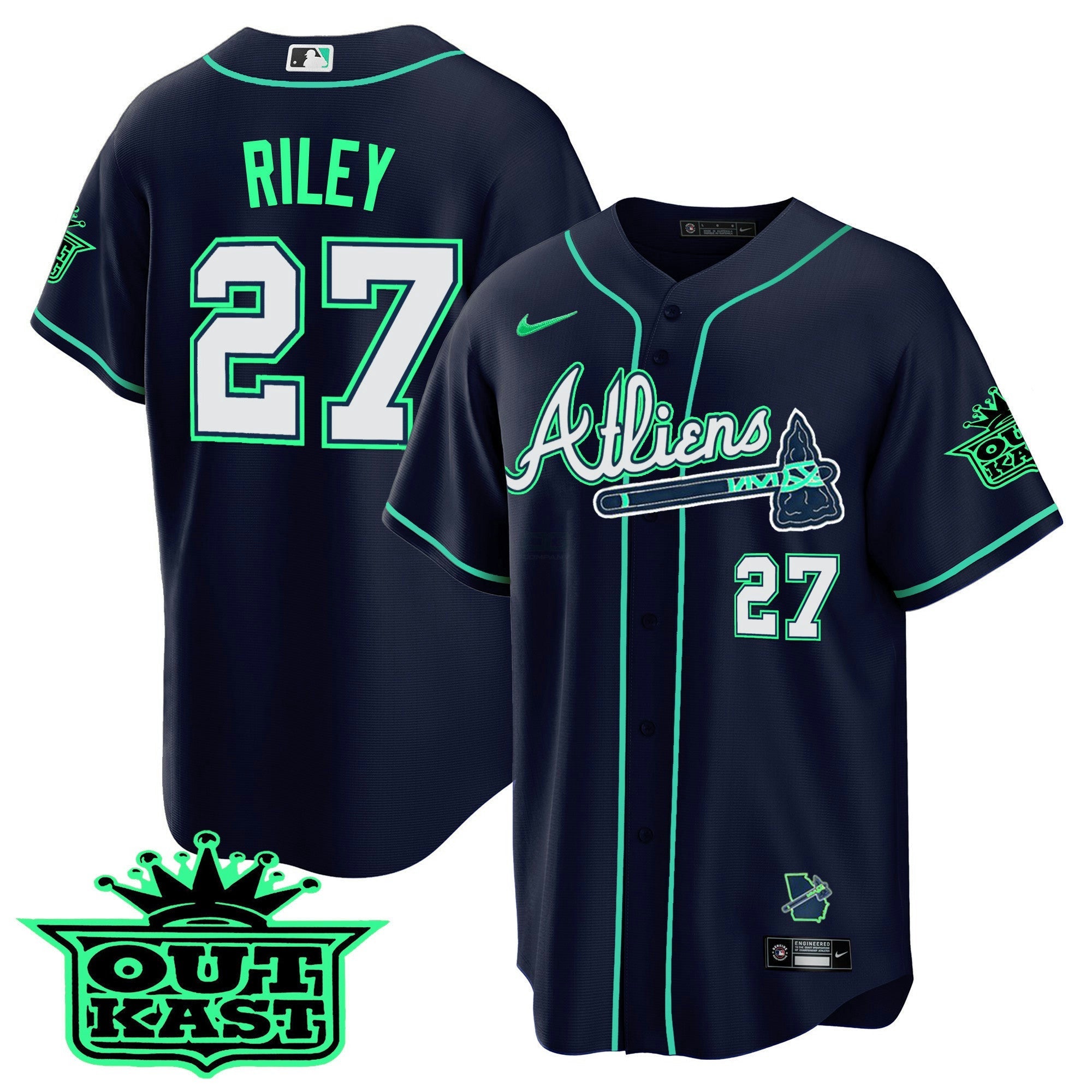 Camisa MLB Men’s Atlanta Atliens Cool Base Jersey – Galaxy Version – Stitched