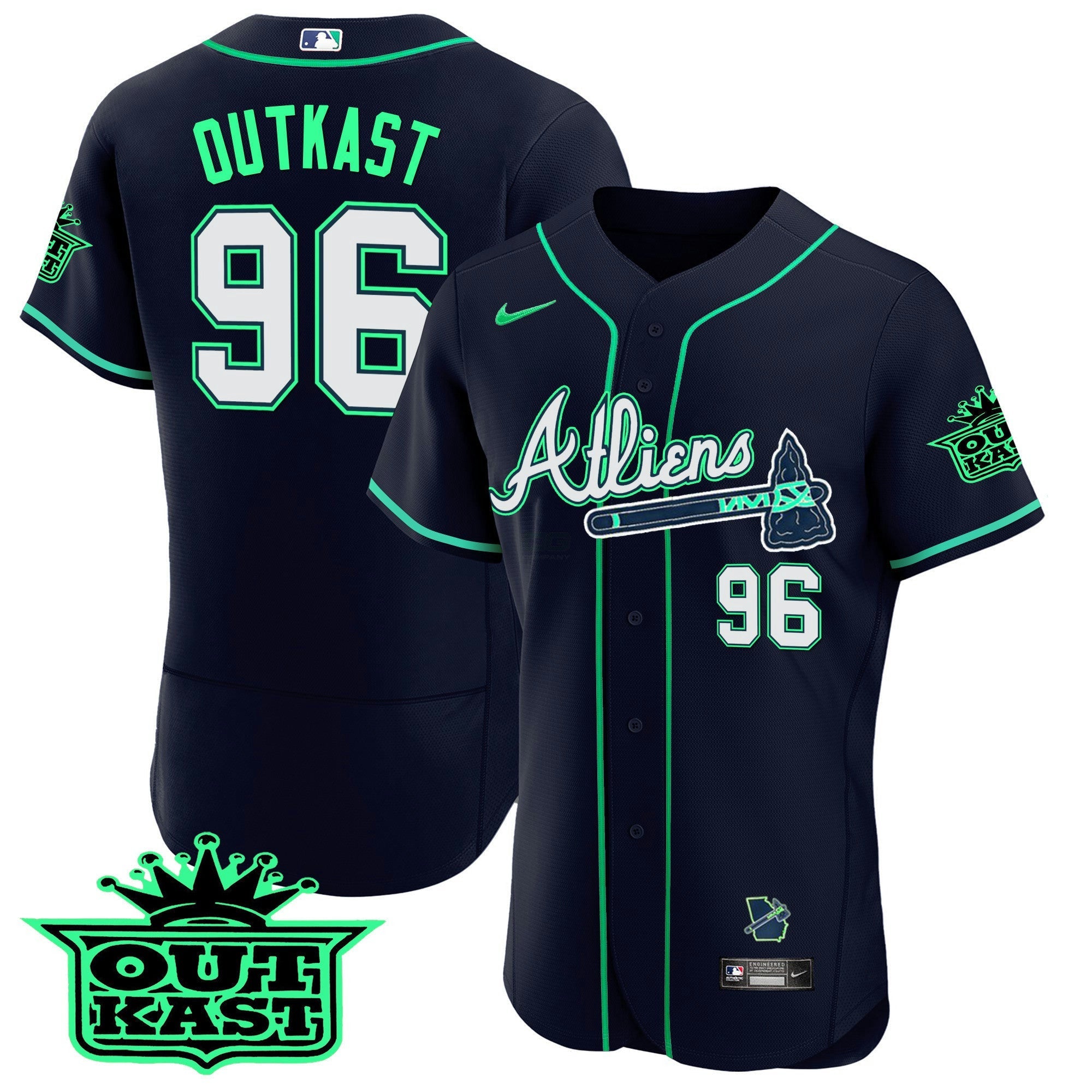 Camisa MLB Men’s Atlanta Atliens Flex Base Jersey – Galaxy Version – Stitched