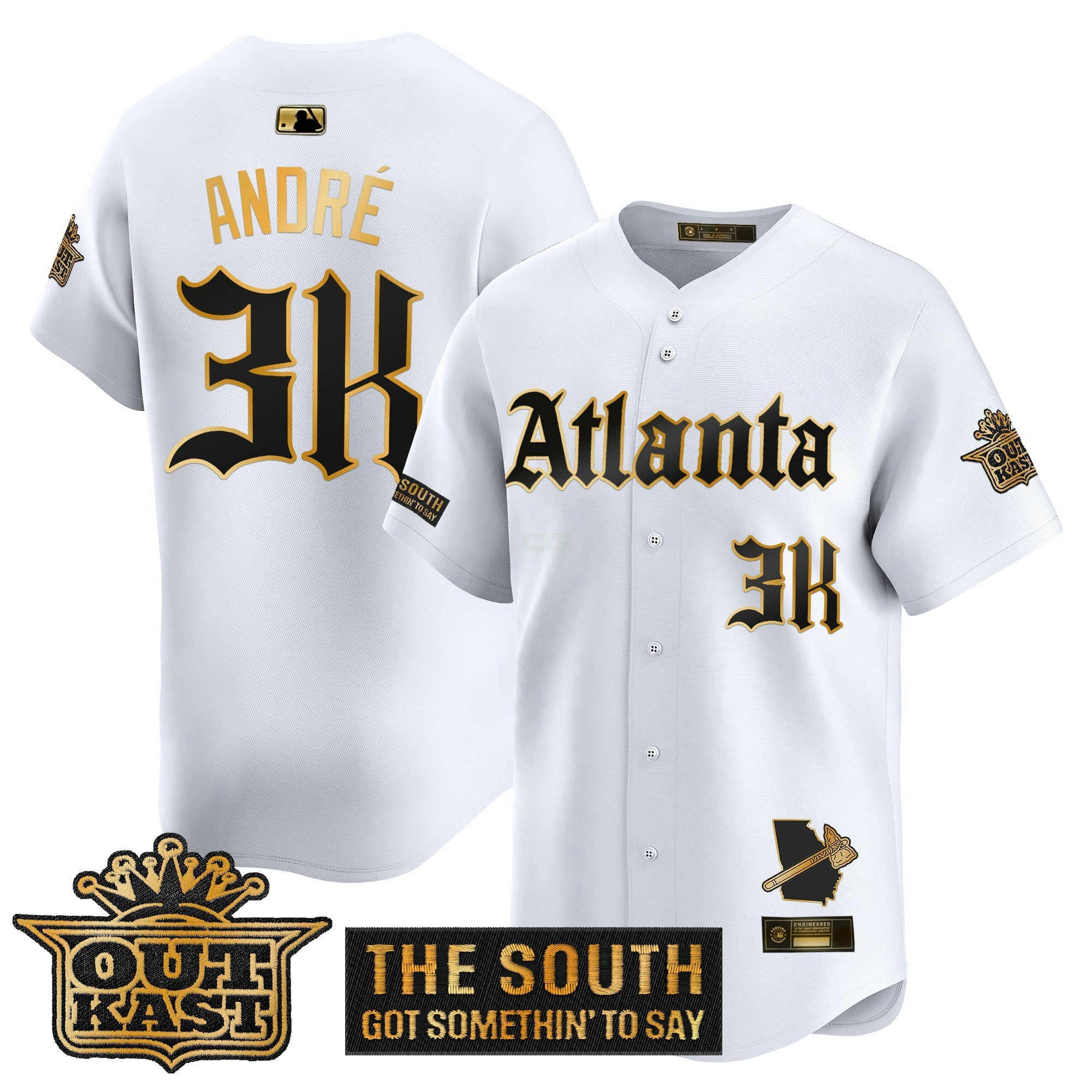 Camisa MLB Men’s Atlanta ‘Gothic South x Outkast Edition’ Dourada Vapor Premier Limited Jersey