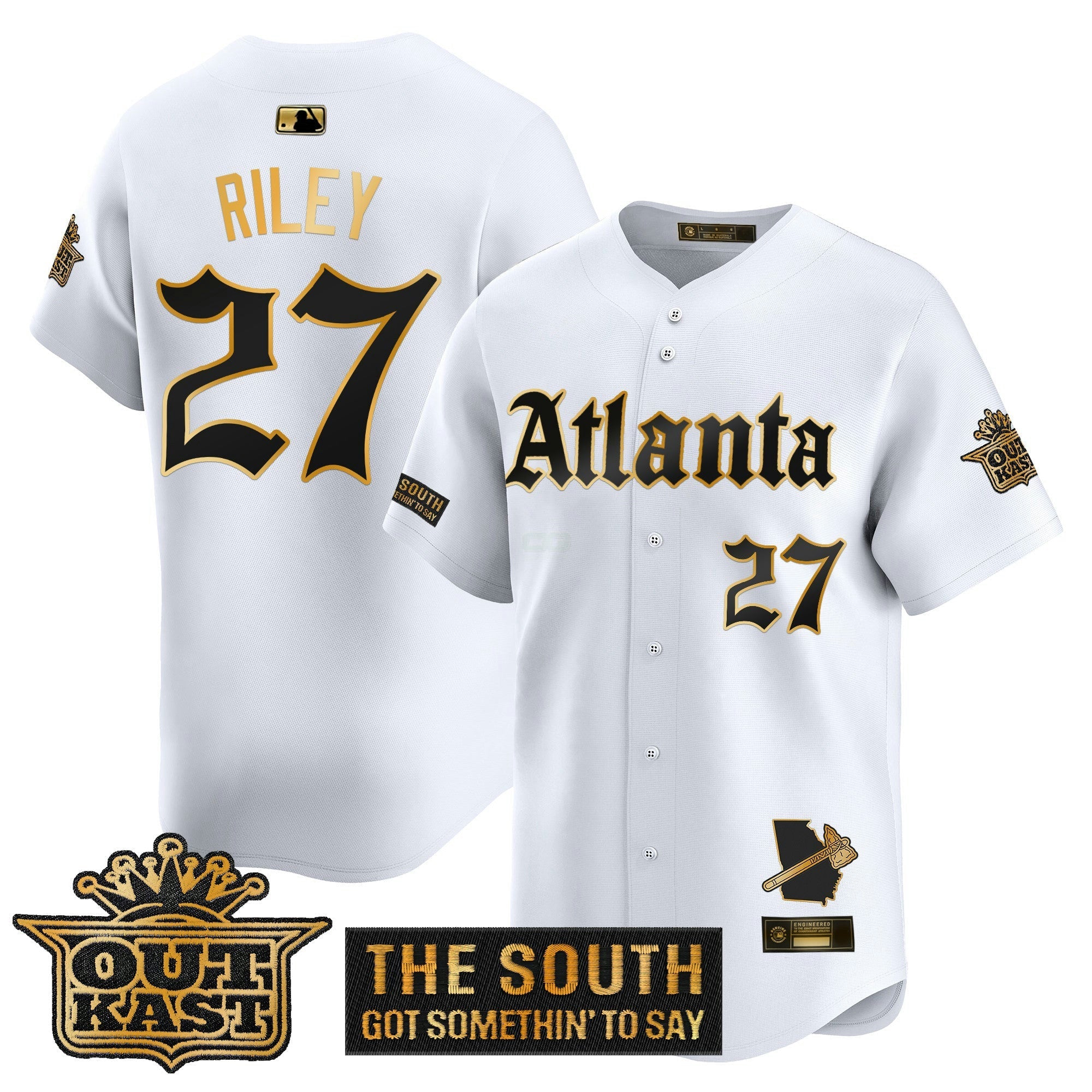 Camisa MLB Men’s Atlanta ‘Gothic South x Outkast Edition’ Dourada Vapor Premier Limited Jersey