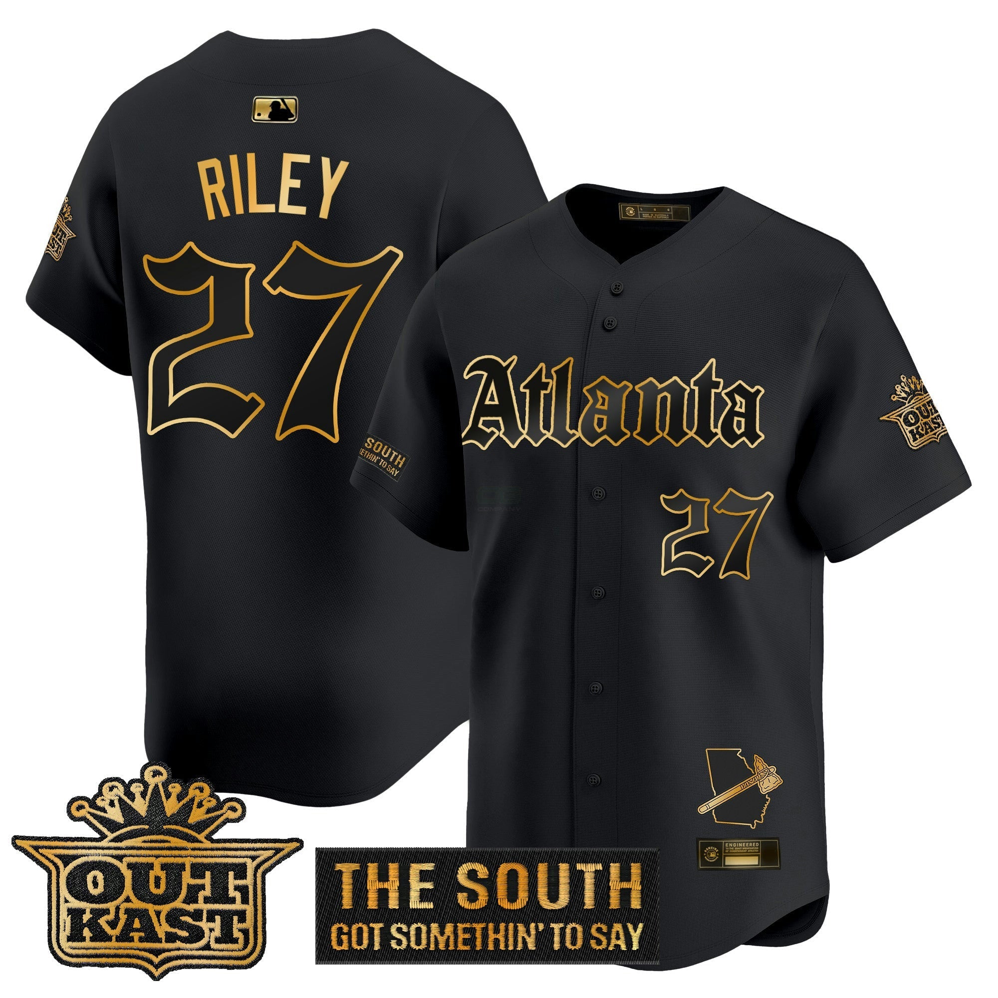 Camisa MLB Men’s Atlanta ‘Gothic South x Outkast Edition’ Dourada Vapor Premier Limited Jersey