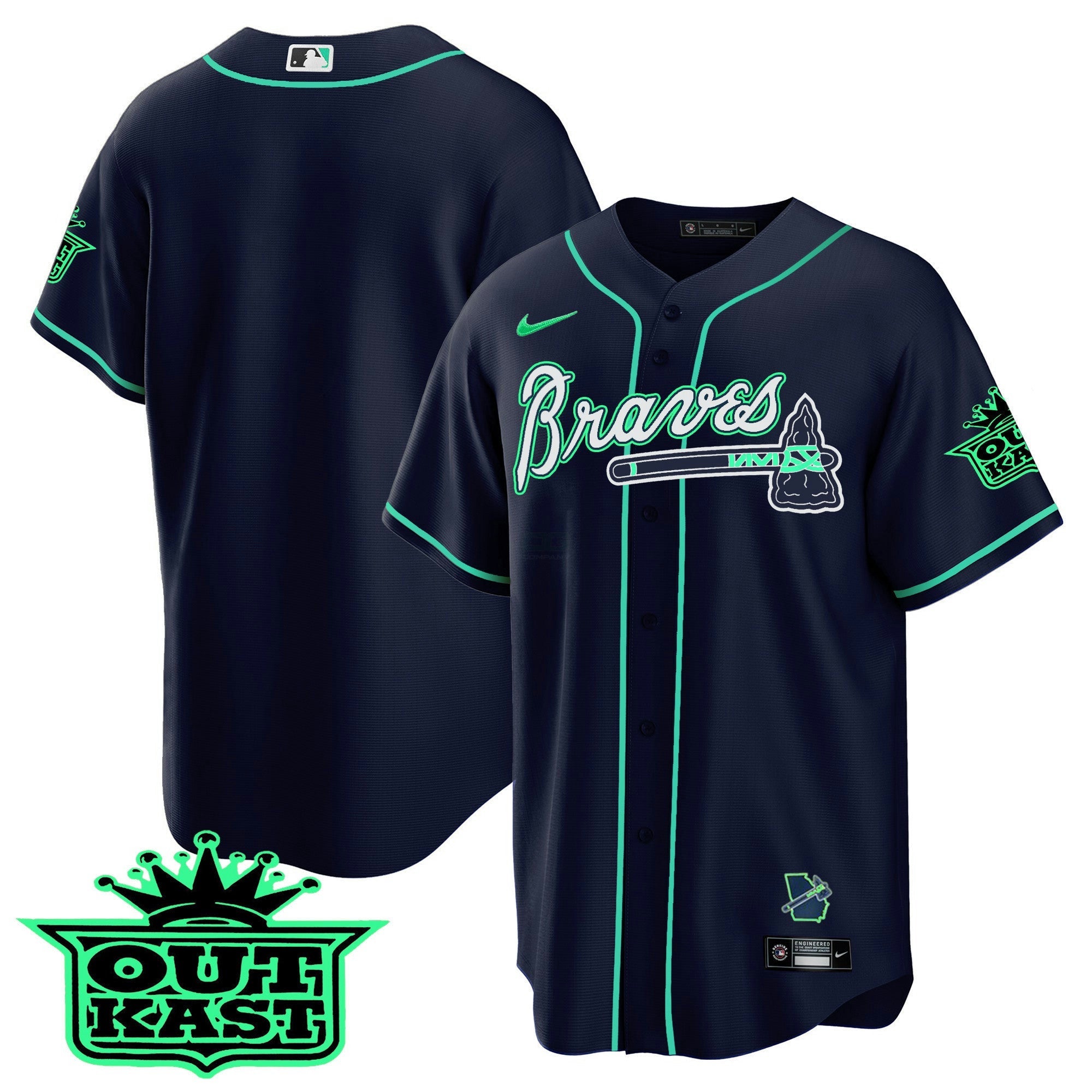 Camisa MLB Men’s Atlanta Outkast Cool Base Jersey – Galaxy Version – Stitched