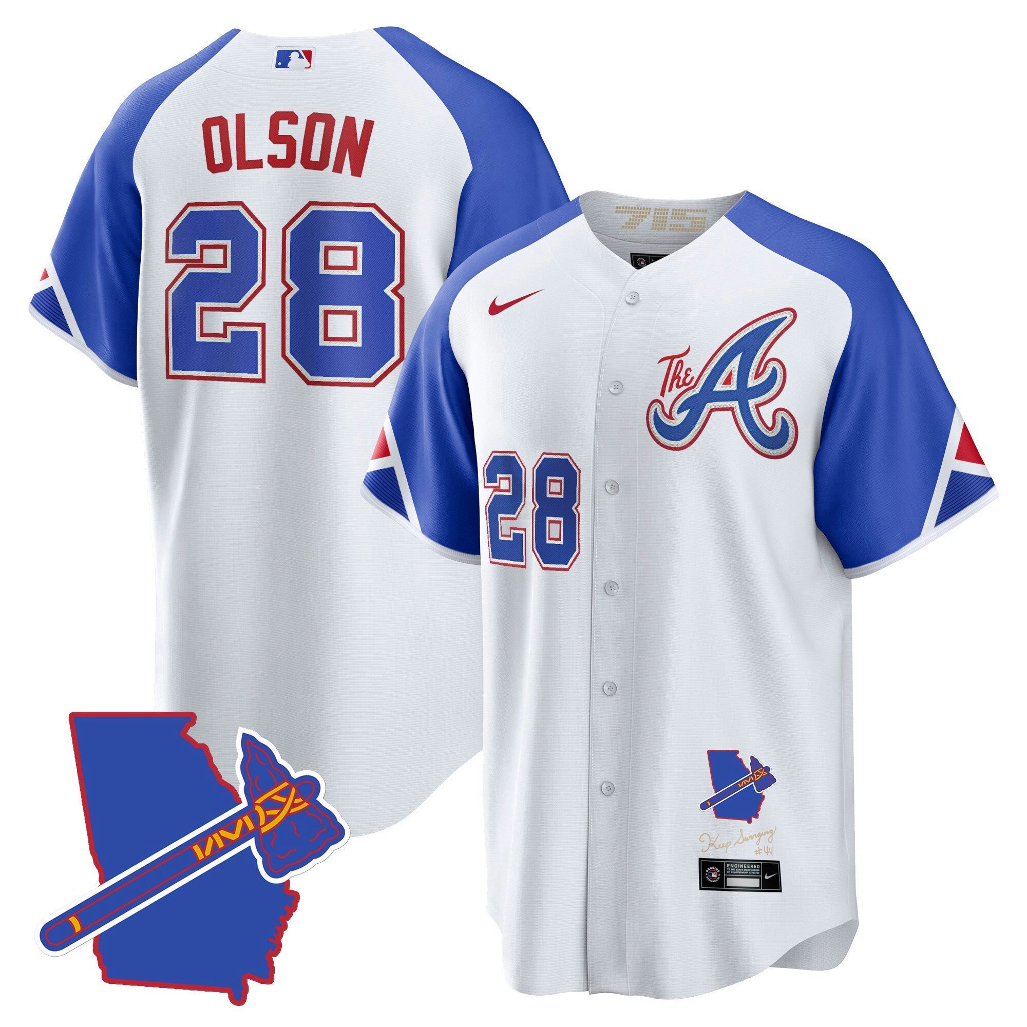 Camisa MLB Men’s Atlanta The A Dourada Cool Base Jersey – Georgia Patch