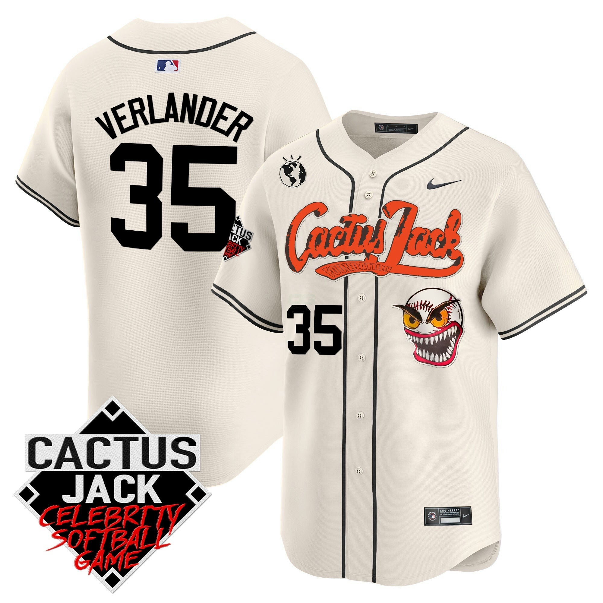 Camisa MLB Men’s Cactus Jack Celebrity Softball Game Patch Vapor Premier Limited Jersey – Stitched