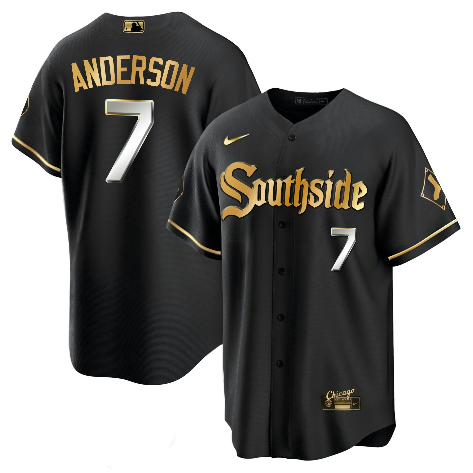 Camisa MLB Men’s Chicago Black Limited & Dourada Jersey