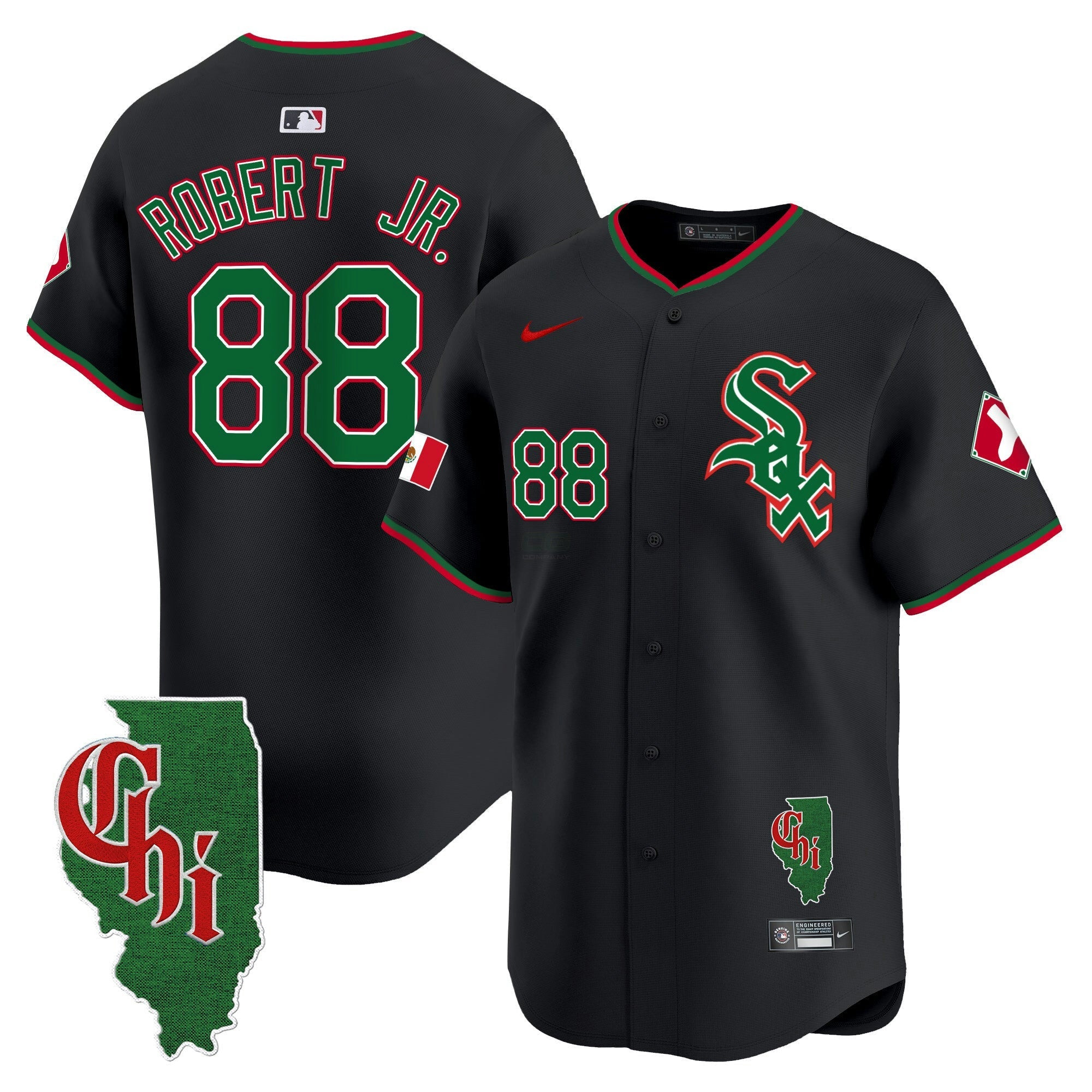 Camisa MLB Men’s Chicago Mexico Vapor Premier Limited Jersey – Illinois Patch