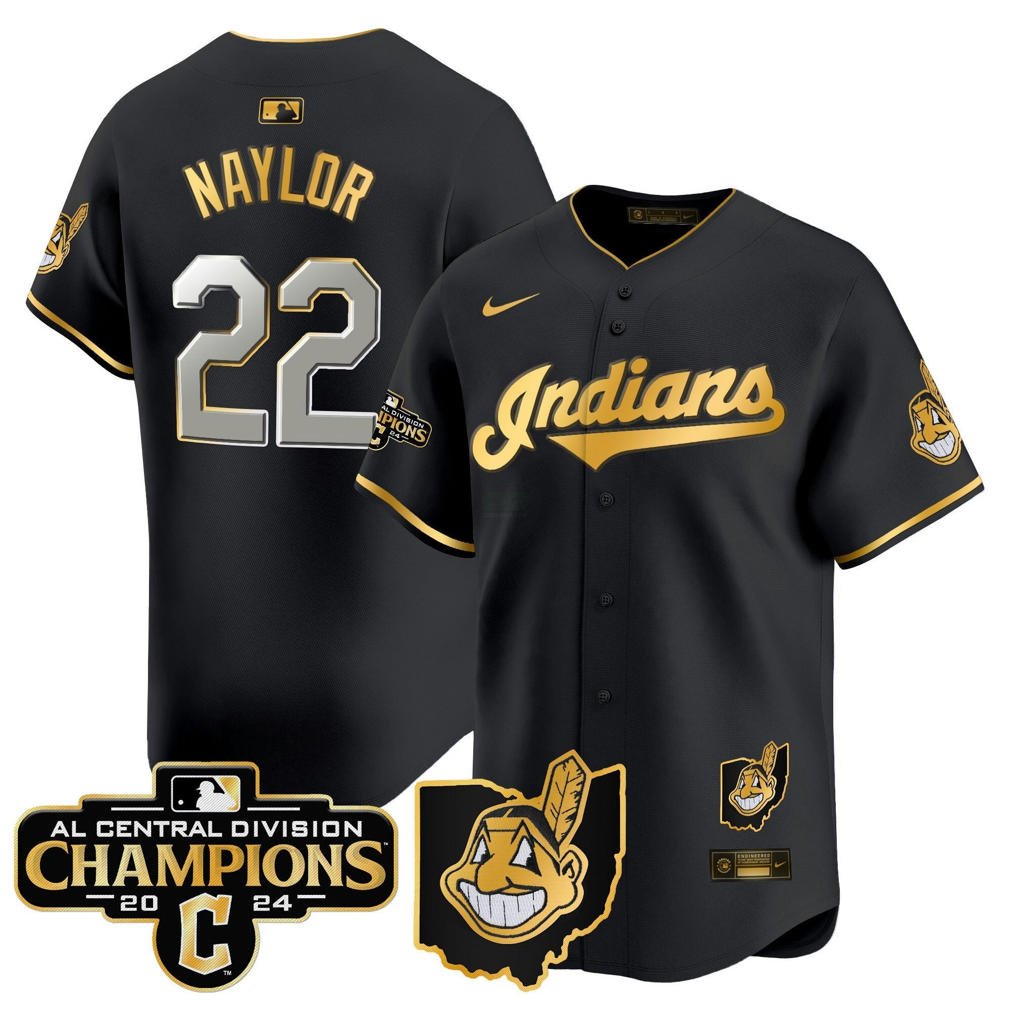 Camisa MLB Men’s Cleveland Indians 2024 AL Central Division Champions Vapor Premier Limited Jersey