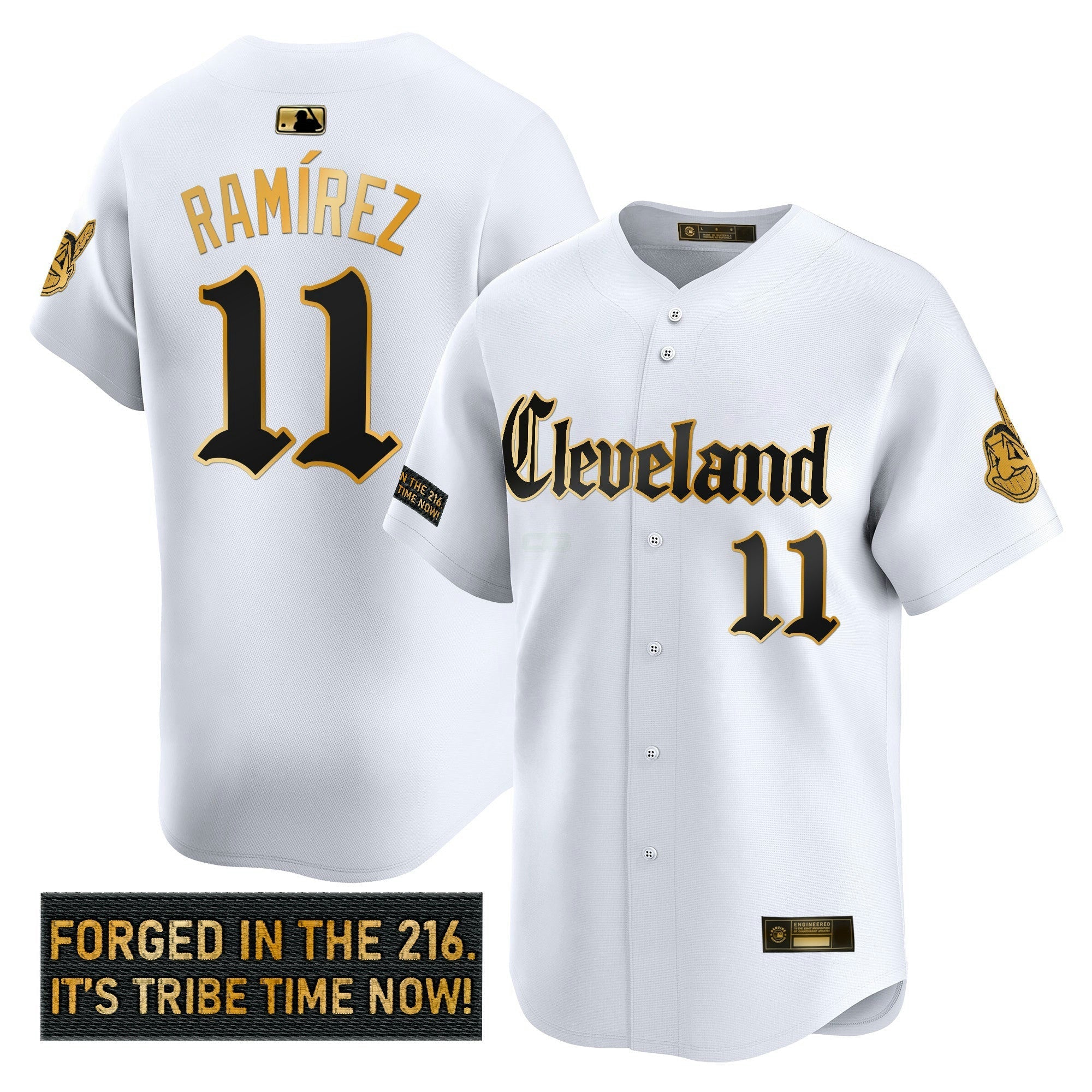 Camisa MLB Men’s Cleveland Indians ‘Gothic Iron Edition’ Dourada Vapor Premier Limited Jersey