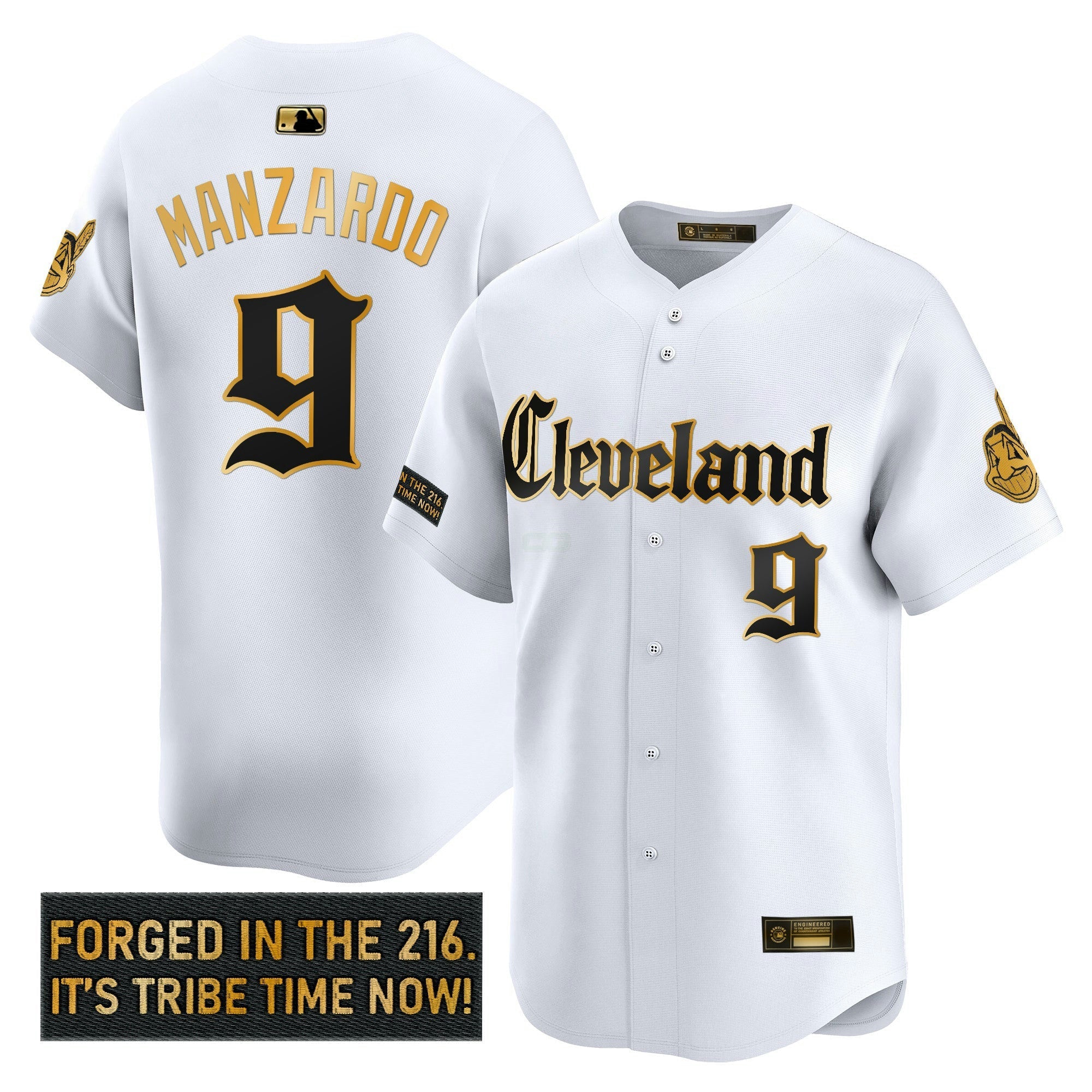 Camisa MLB Men’s Cleveland Indians ‘Gothic Iron Edition’ Dourada Vapor Premier Limited Jersey