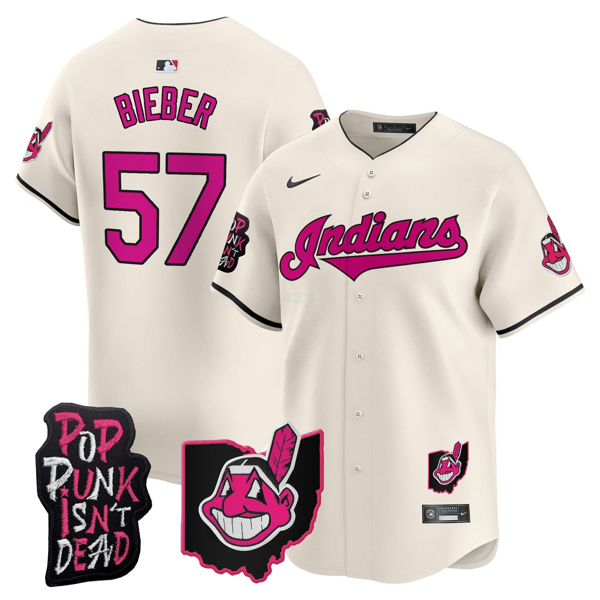 Camisa MLB Men’s Cleveland Indians MGK Patch Vapor Premier Limited Jersey