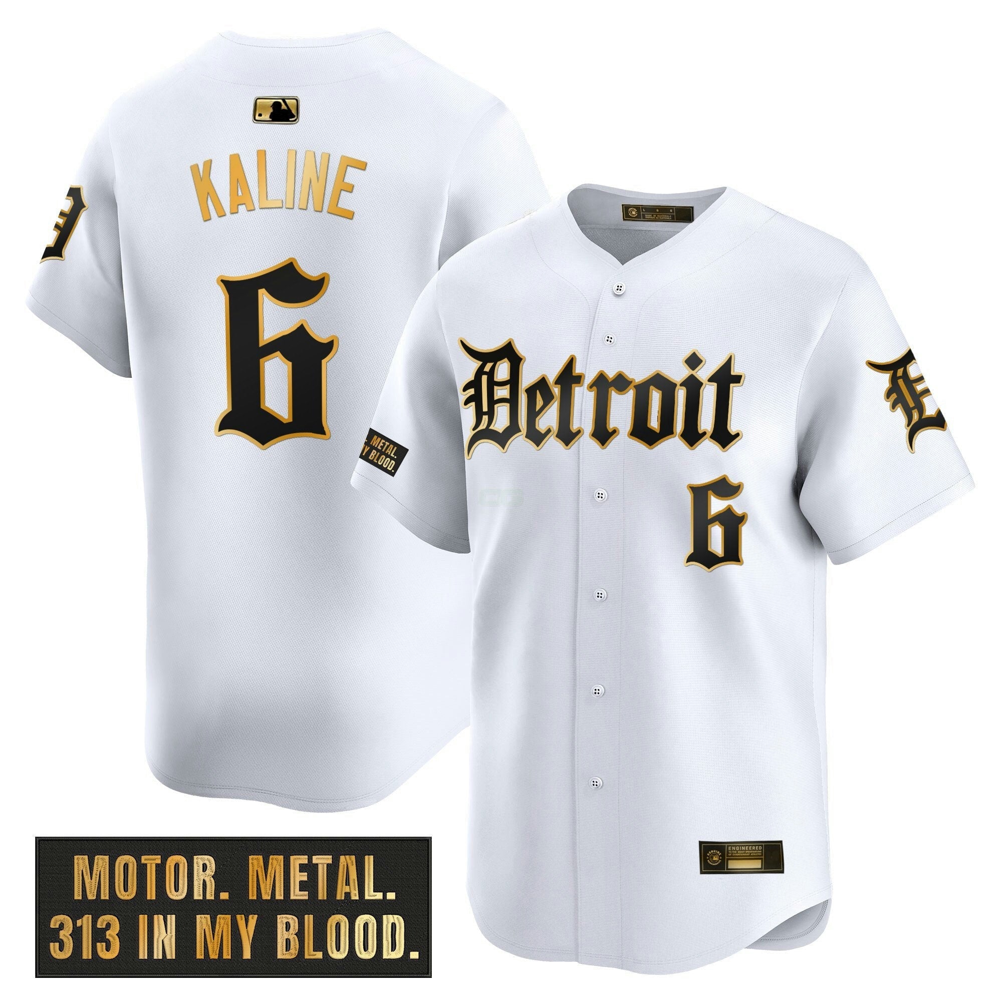 Camisa MLB Men’s Detroit ‘Motor Gothic Edition’ Dourada Vapor Premier Limited Jersey