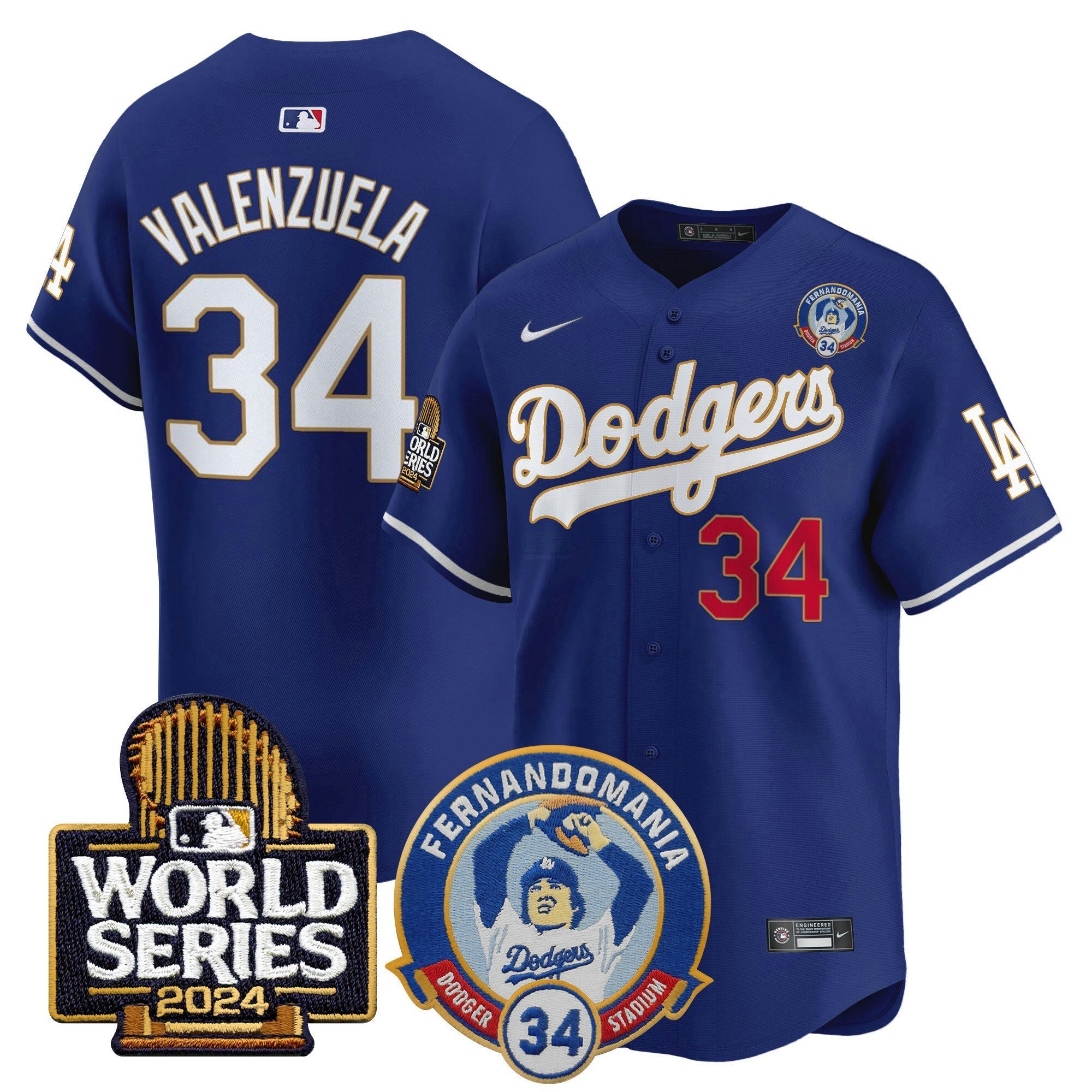 Camisa MLB Men’s Fernando Valenzuela & 2024 World Series Patch Vapor Premier Limited Jersey