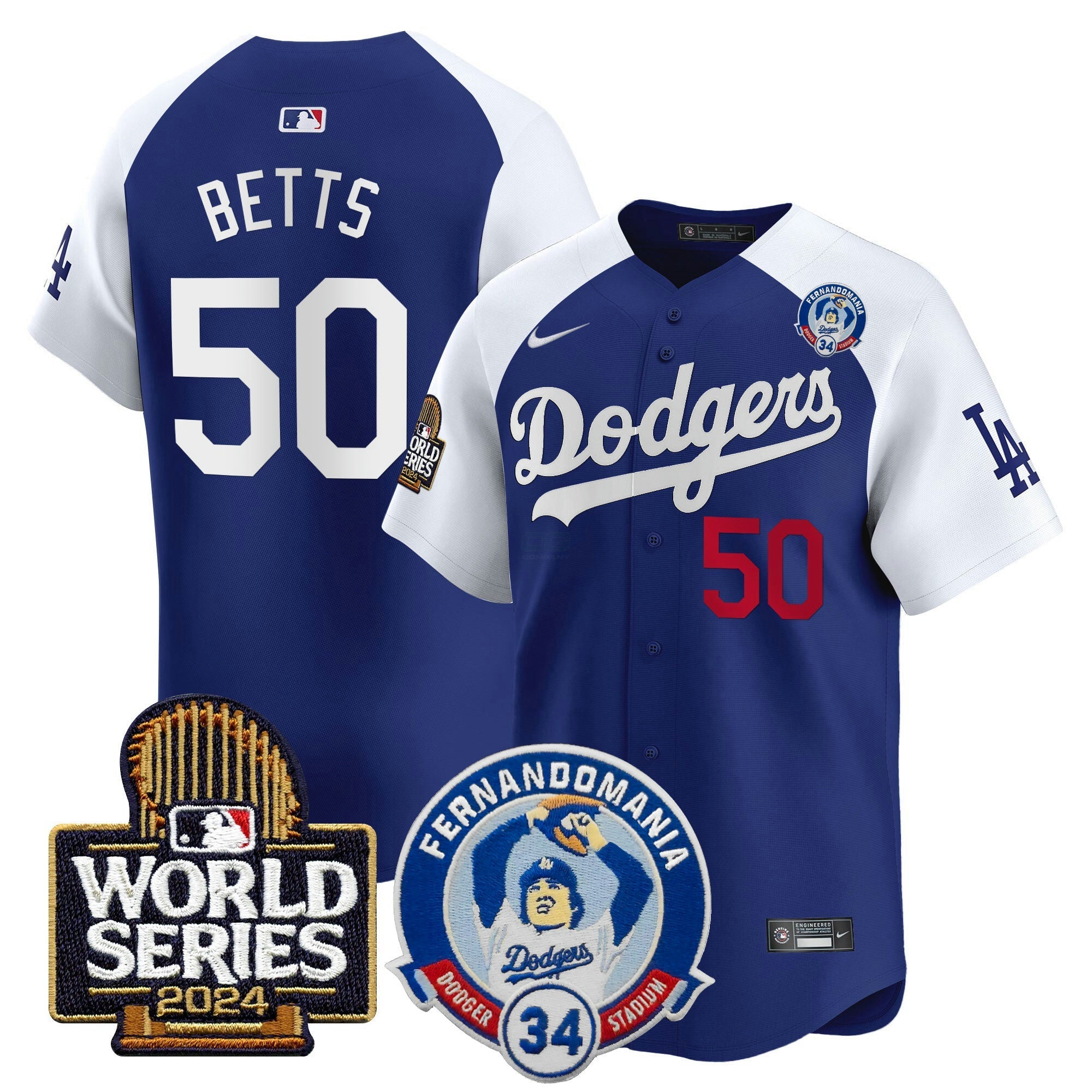 Camisa MLB Men’s Fernando Valenzuela & 2024 World Series Patch Vapor Premier Limited Jersey V3