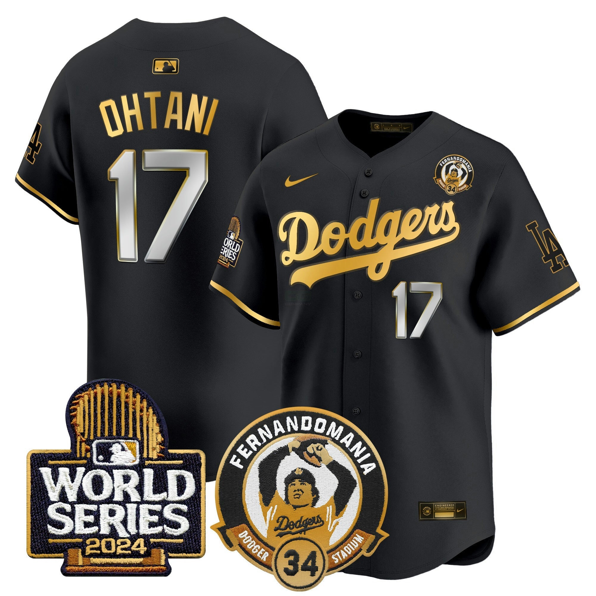 Camisa MLB Men’s Fernando Valenzuela & 2024 World Series Patch Vapor Premier Limited Jersey