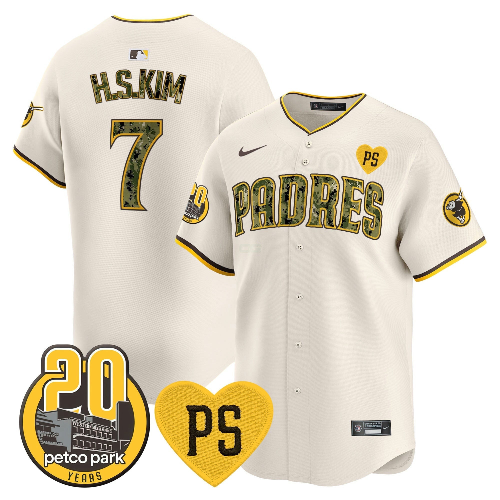 Camisa MLB Men’s “For Peter” & Petco Park 20th Patch USMC Vapor Premier Limited Jersey V2