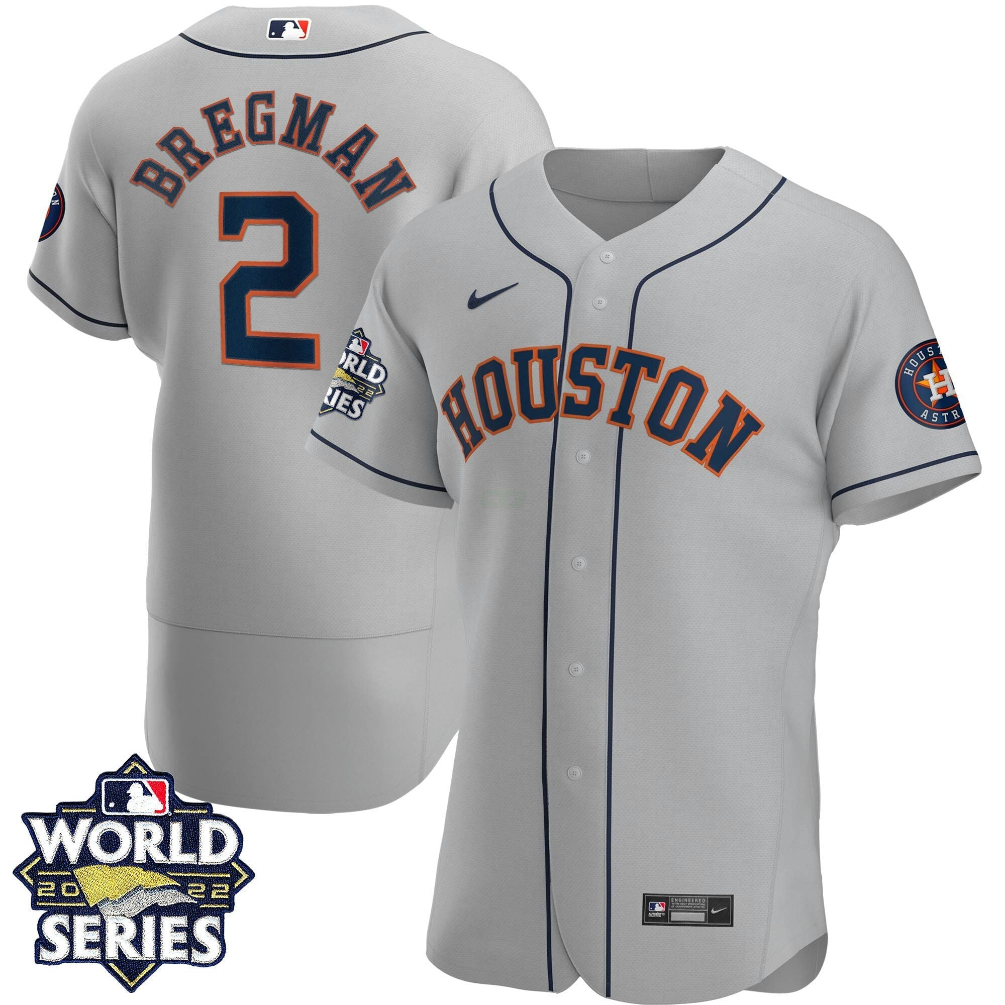 Camisa MLB Men’s Houston 2022 World Series Cinza Road Player Jersey