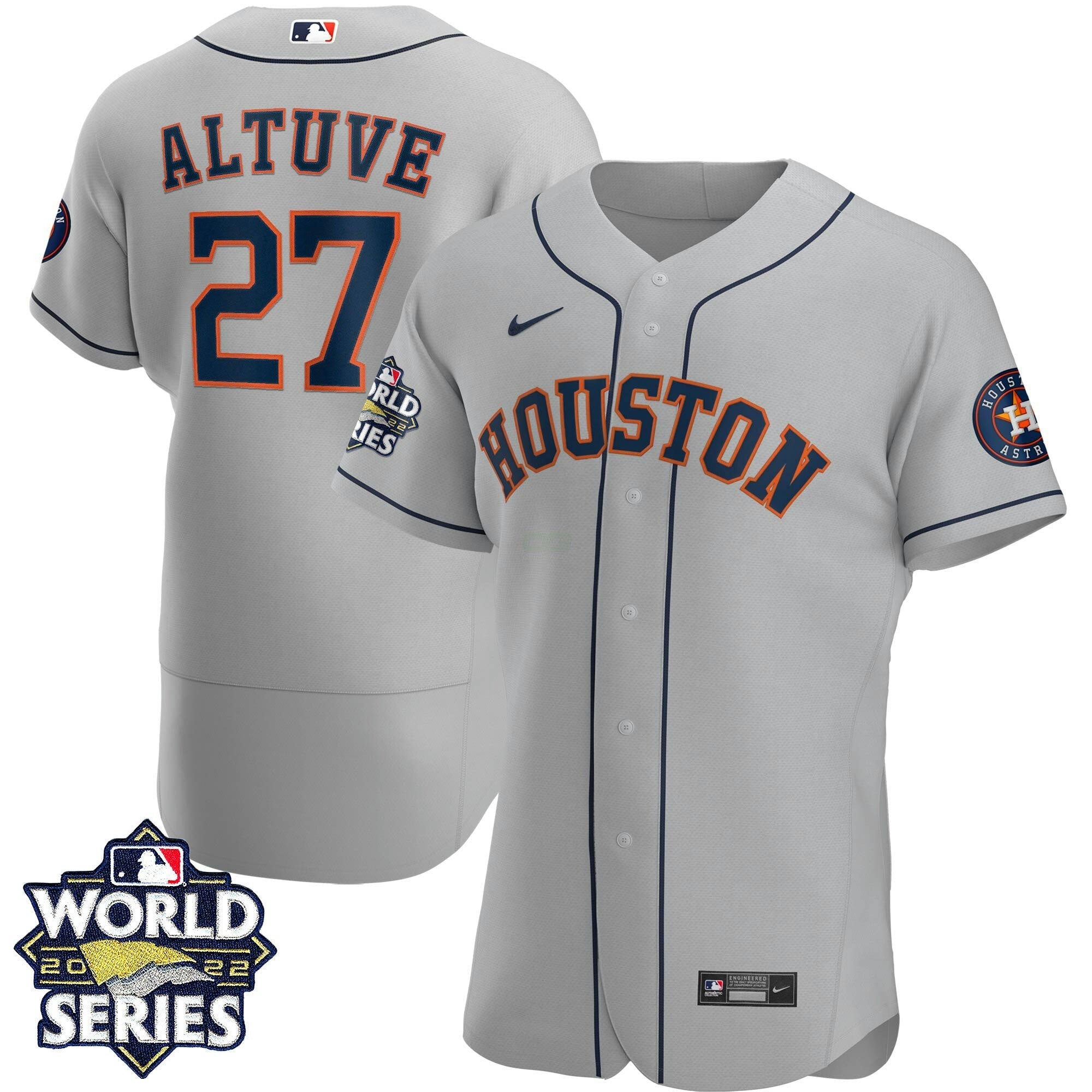 Camisa MLB Men’s Houston 2022 World Series Cinza Road Player Jersey