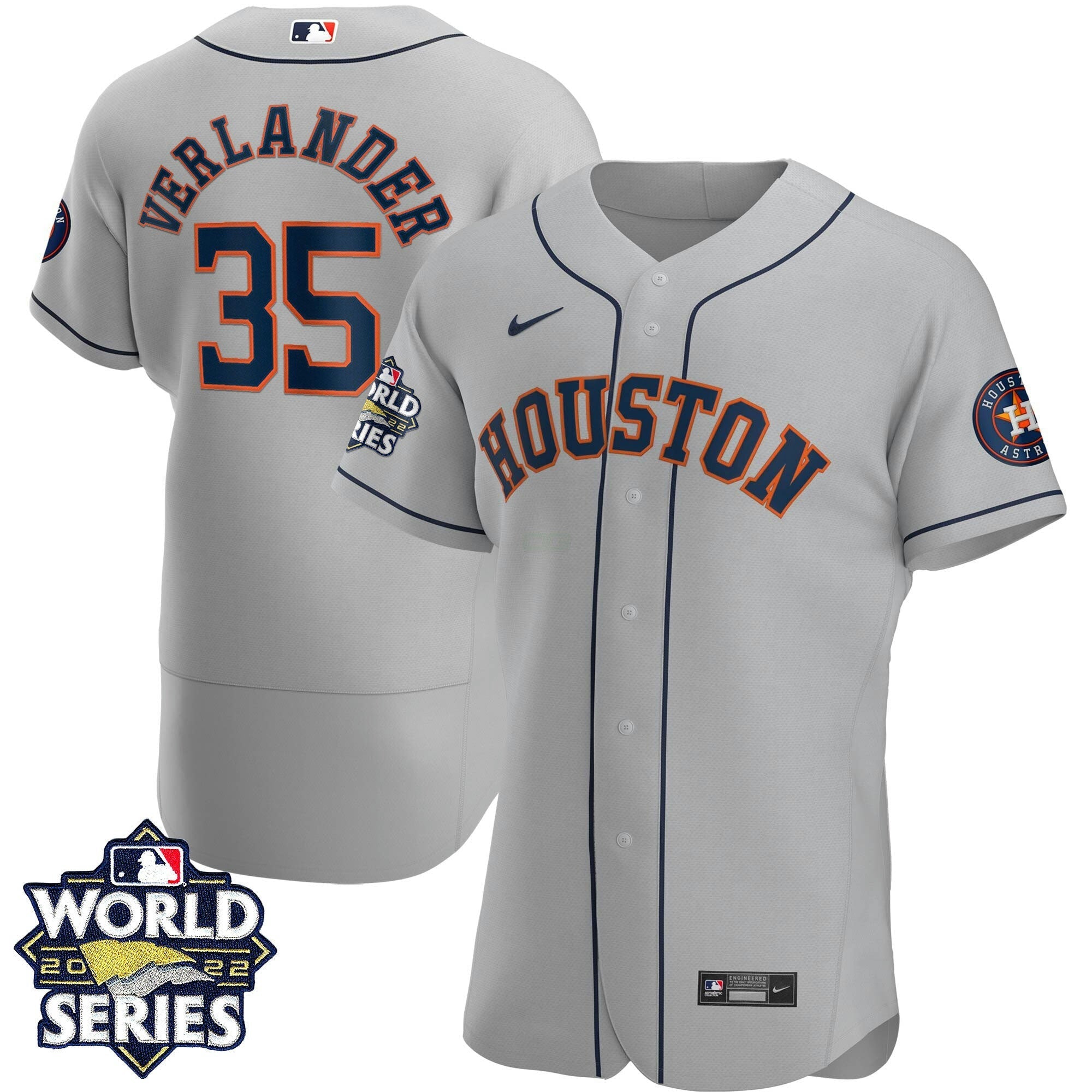 Camisa MLB Men’s Houston 2022 World Series Cinza Road Player Jersey