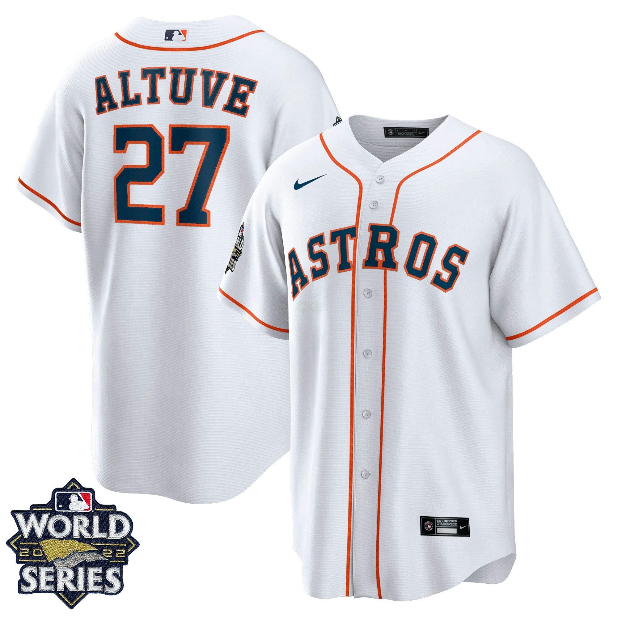 Camisa MLB Men’s Houston 2022 World Series Home Player Jersey – Branca