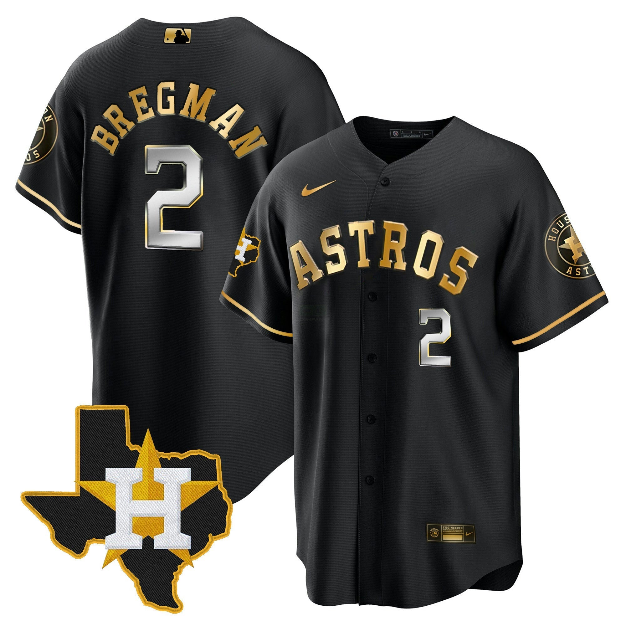Camisa MLB Men’s Houston 2024 Dourada Jersey – Texas Patch