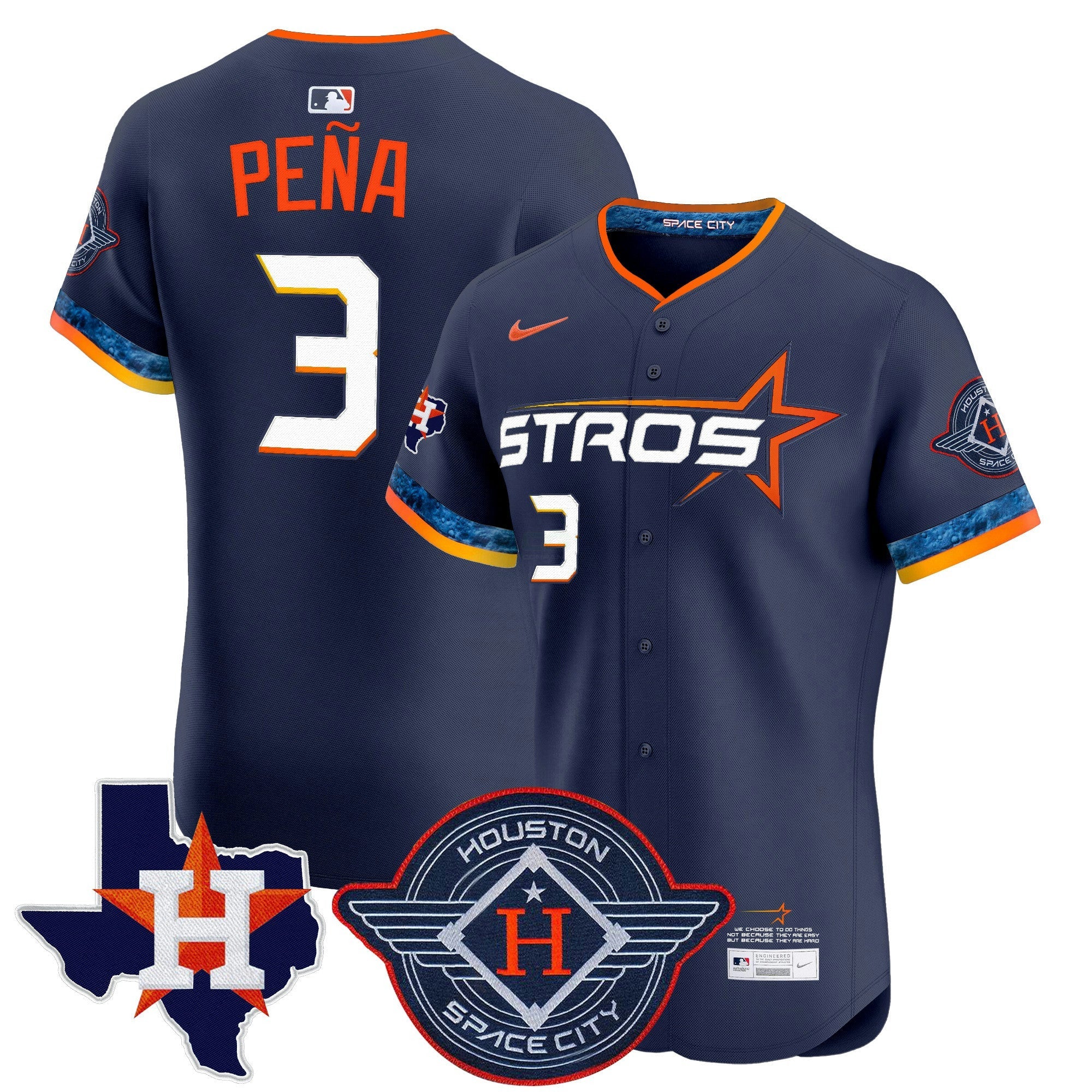 Camisa MLB Men’s Houston 2025 City Connect Texas Patch Vapor Premier Elite Jersey