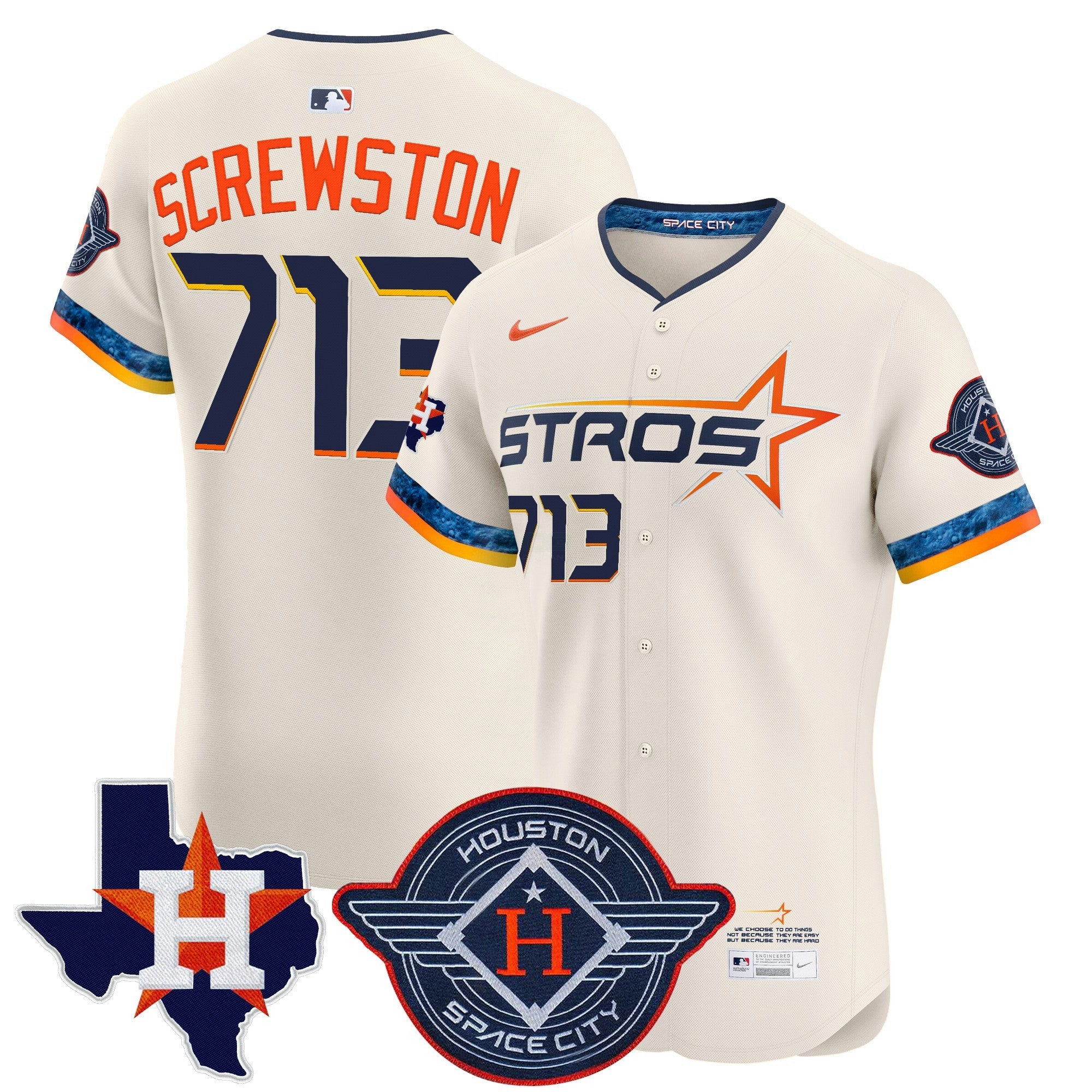 Camisa MLB Men’s Houston 2025 City Connect Texas Patch Vapor Premier Elite Jersey