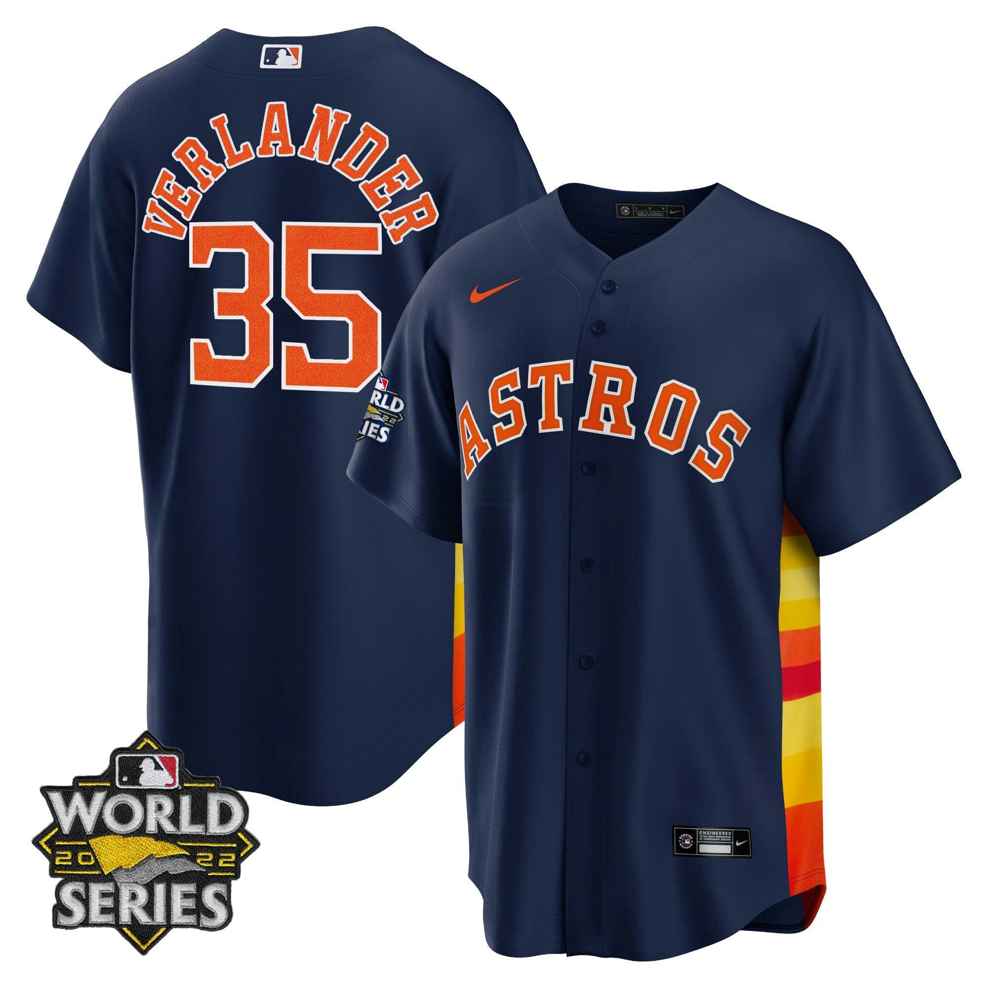 Camisa MLB Men’s Houston Alternativa Azul Marinho 2022 World Series Player Jersey