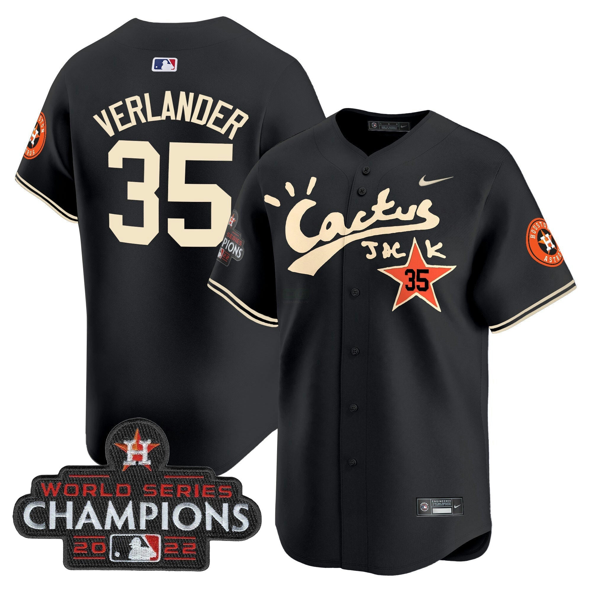 Camisa MLB Men’s Houston Cactus Jack Champions Patch Vapor Premier Limited Jersey