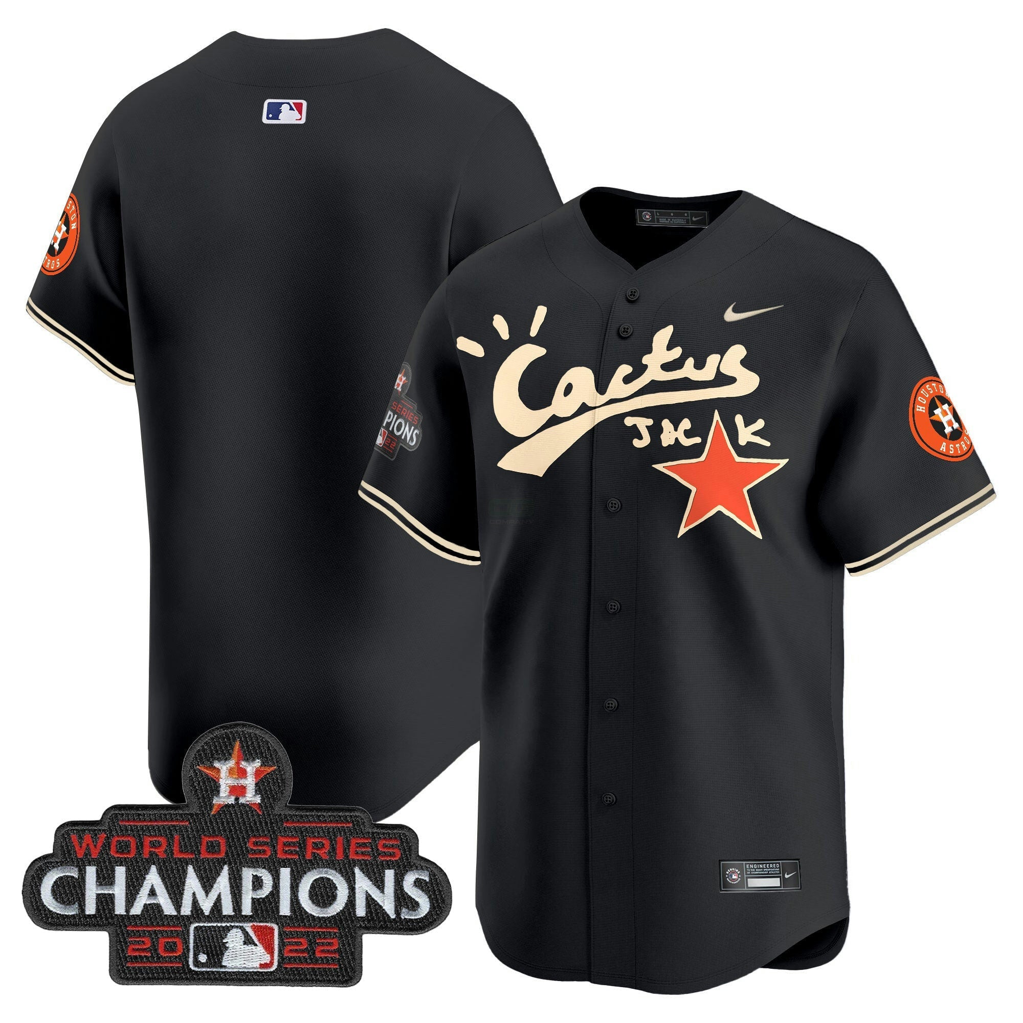 Camisa MLB Men’s Houston Cactus Jack Champions Patch Vapor Premier Limited Jersey