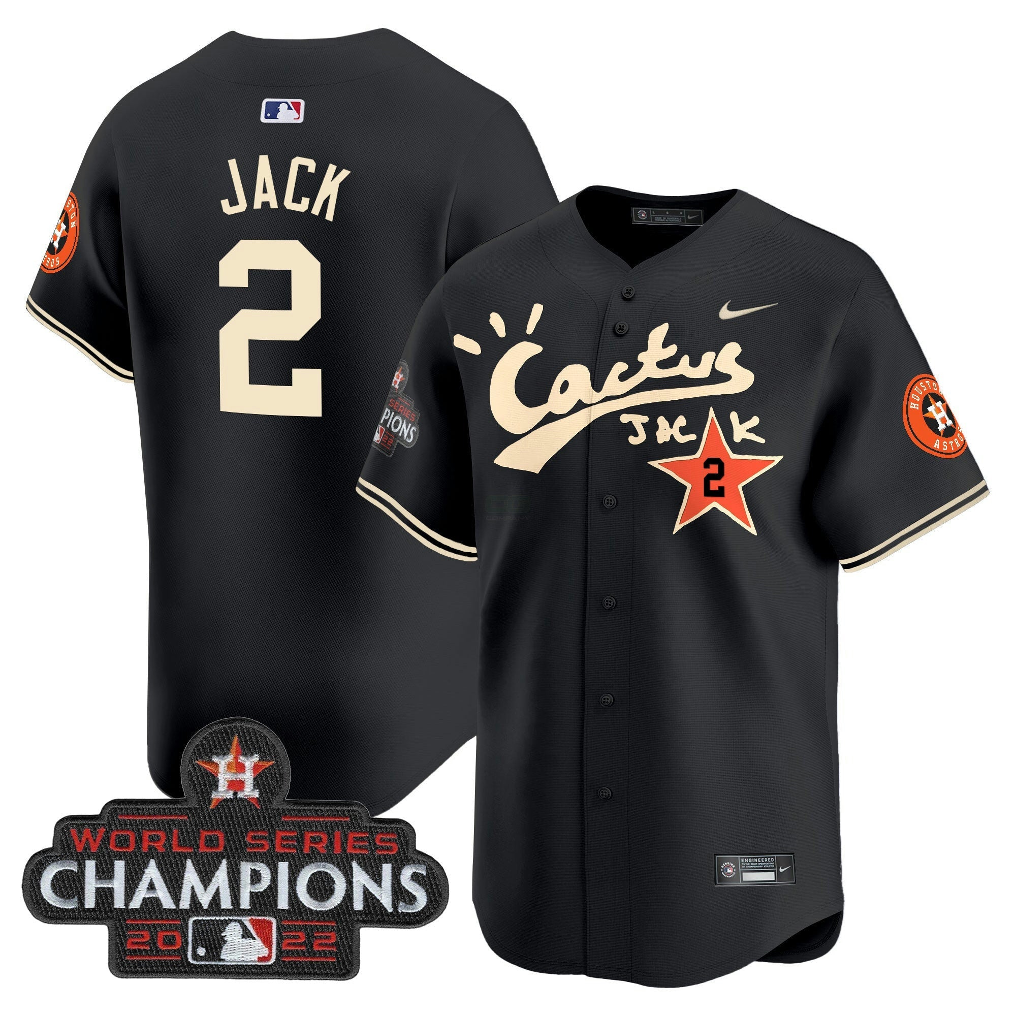 Camisa MLB Men’s Houston Cactus Jack Champions Patch Vapor Premier Limited Jersey