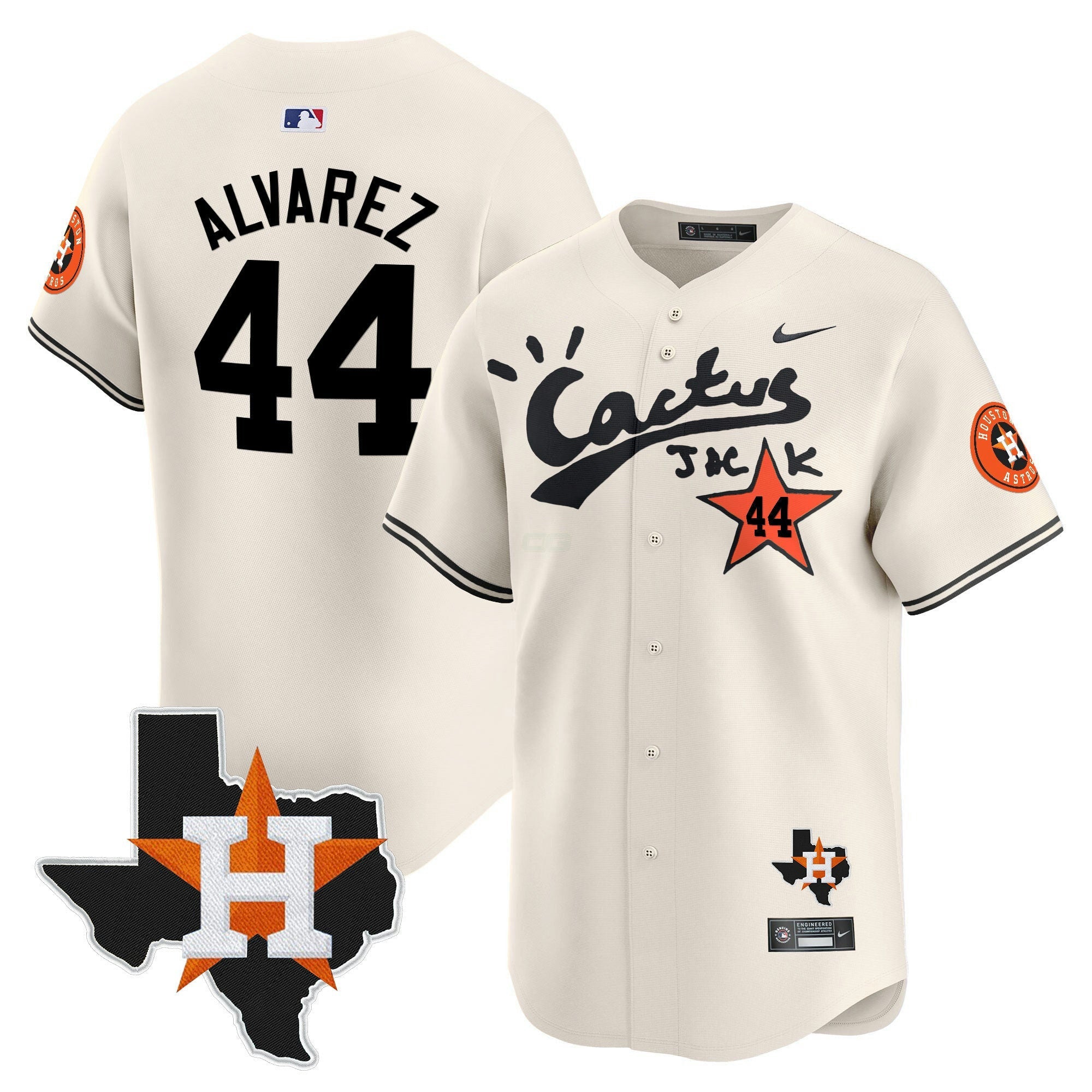 Camisa MLB Men’s Houston Cactus Jack Patch Vapor Premier Limited Jersey V11 – Stitched