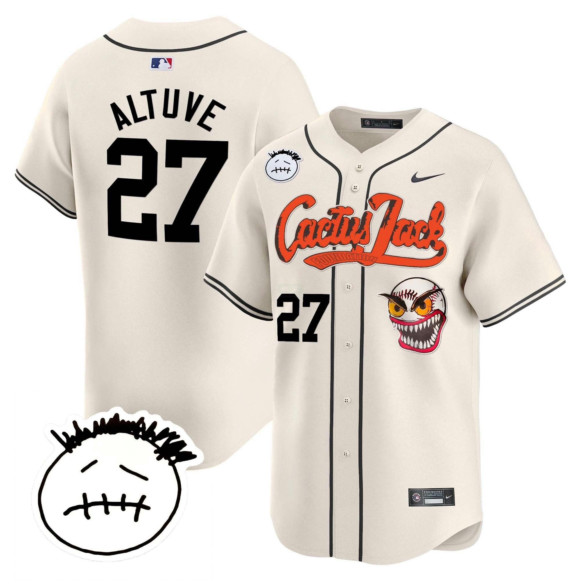 Camisa MLB Men’s Houston Cactus Jack Patch Vapor Premier Limited Jersey V3 – Stitched