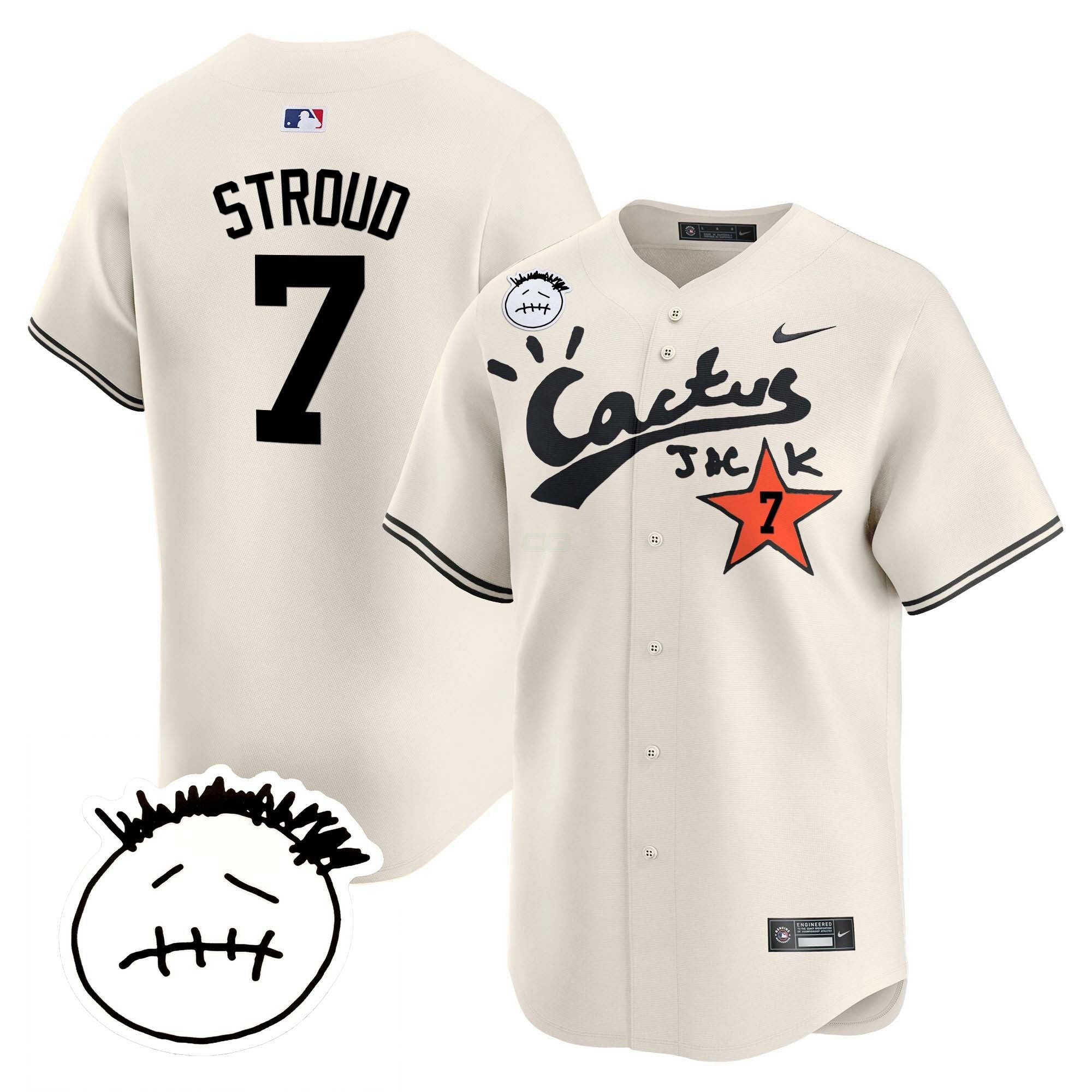 Camisa MLB Men’s Houston Cactus Jack Patch Vapor Premier Limited Jersey V4 – Stitched