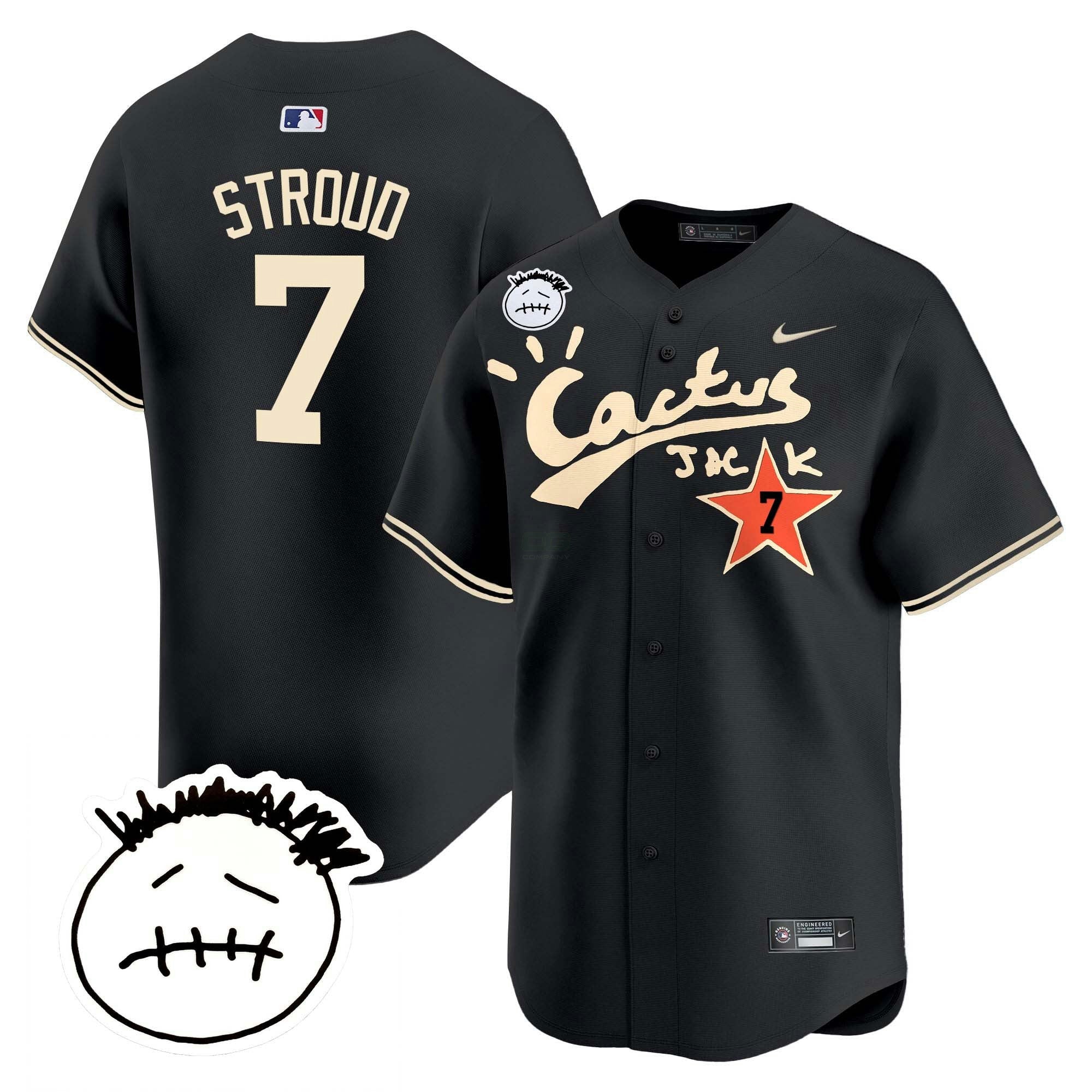 Camisa MLB Men’s Houston Cactus Jack Patch Vapor Premier Limited Jersey V4 – Stitched