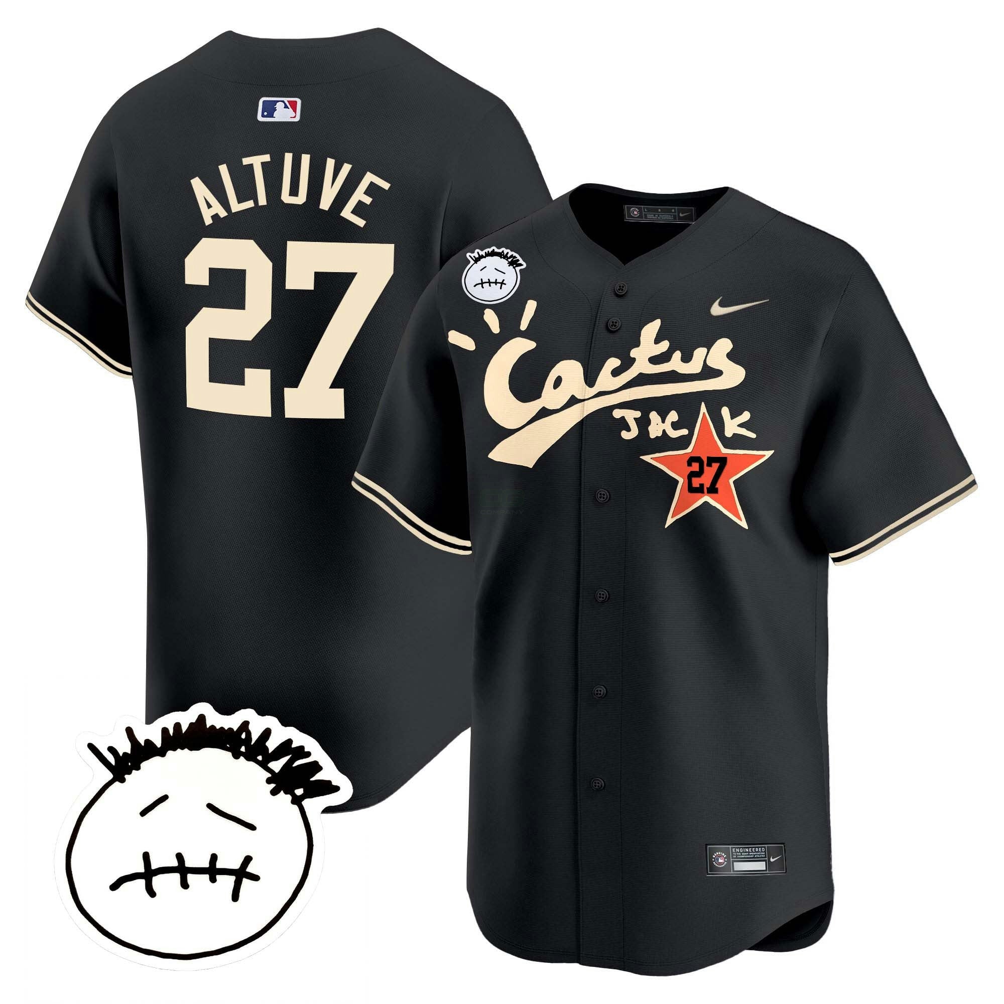 Camisa MLB Men’s Houston Cactus Jack Patch Vapor Premier Limited Jersey V4 – Stitched