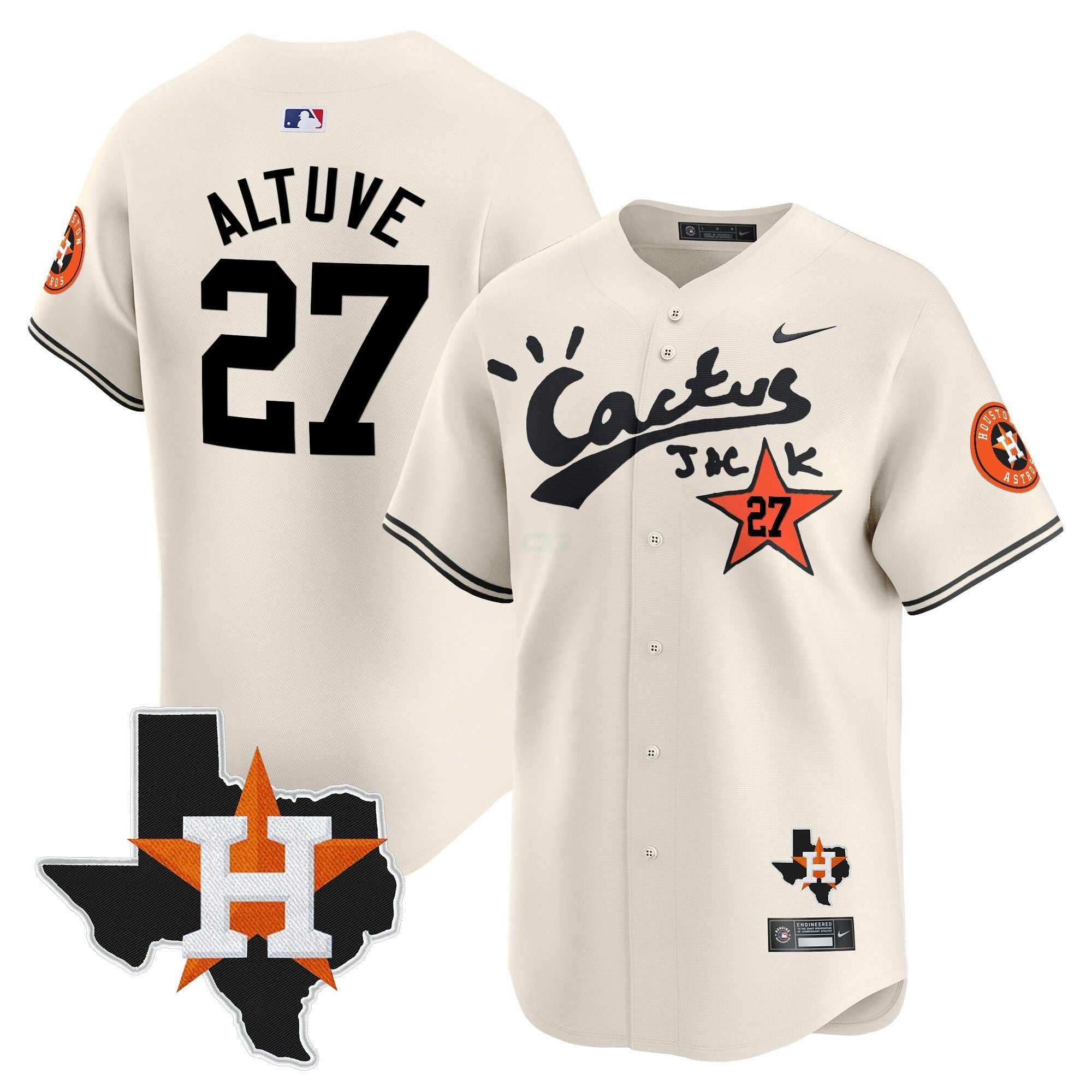 Camisa MLB Men’s Houston Cactus Jack Patch Vapor Premier Limited Jersey V7