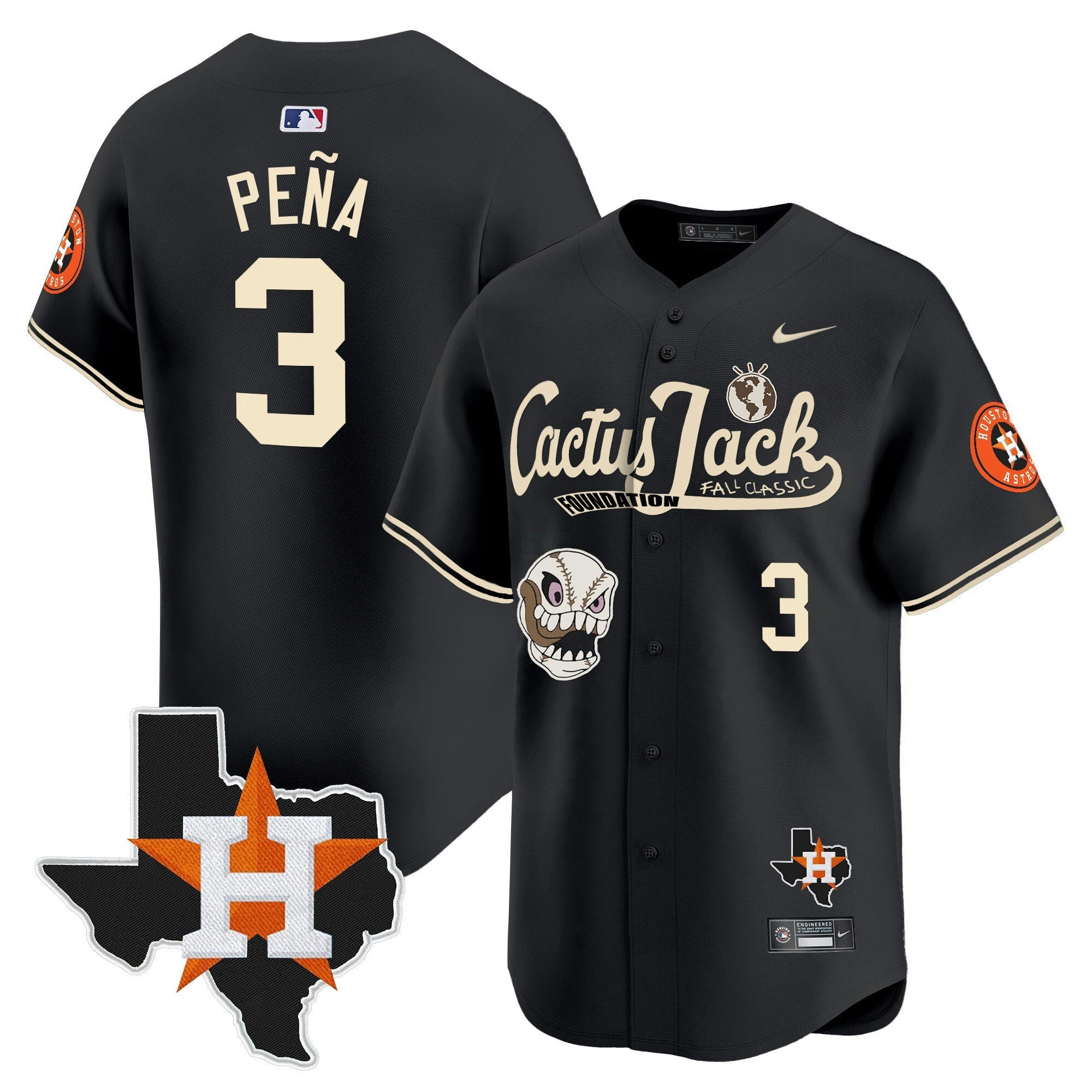 Camisa MLB Men’s Houston Cactus Jack Patch Vapor Premier Limited Jersey V8 – Stitched